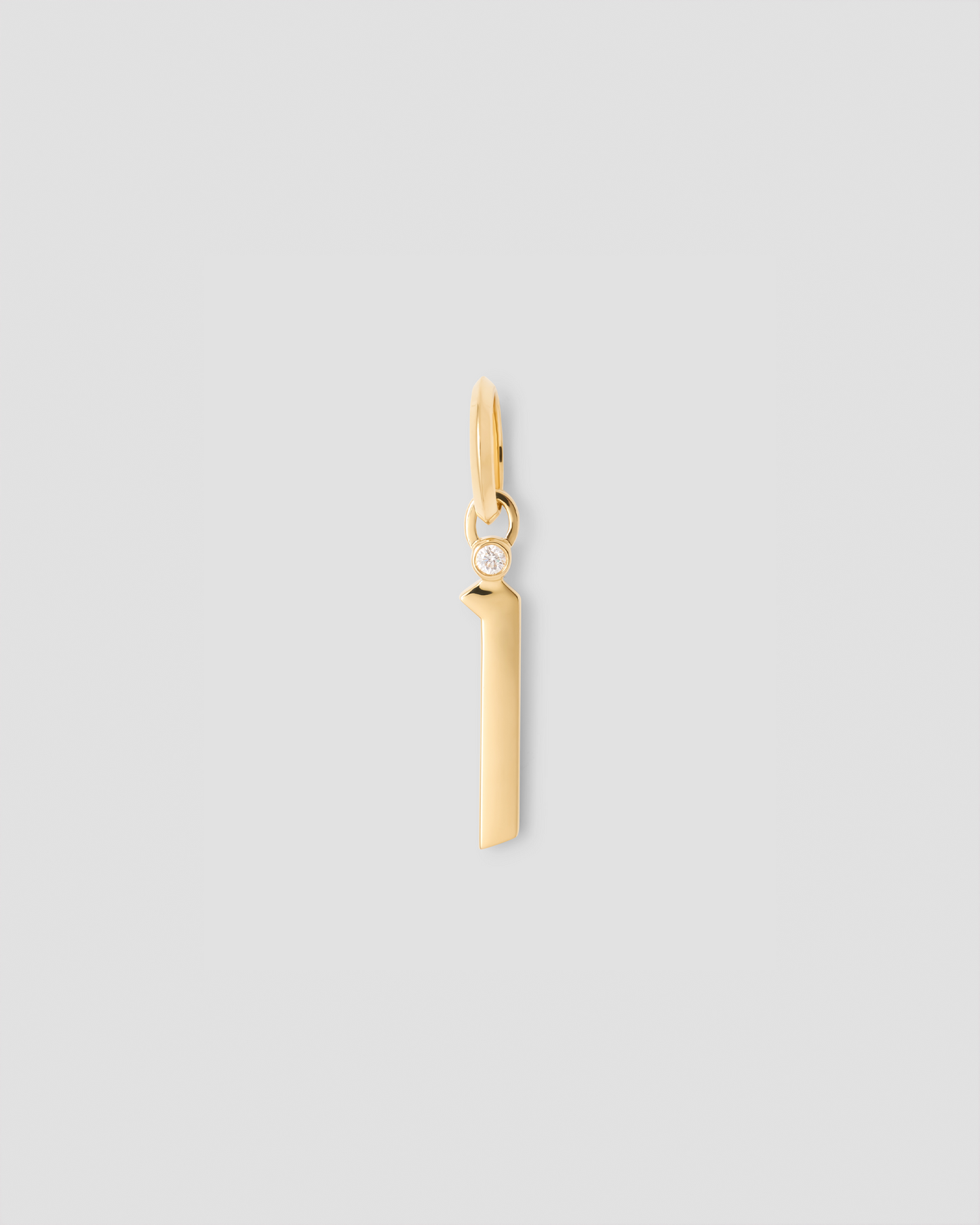 Gothic Number Charm with Diamond in 18K Yellow Gold