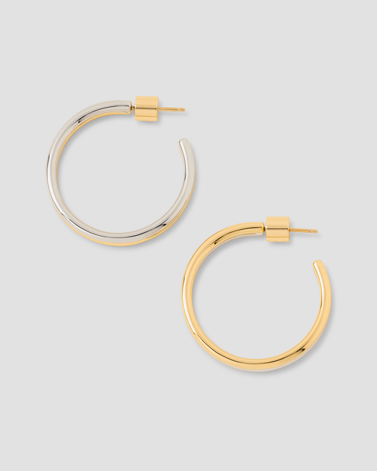 1" Two Tone Thread Mini Hoops earring - front view | small gold hoop earrings