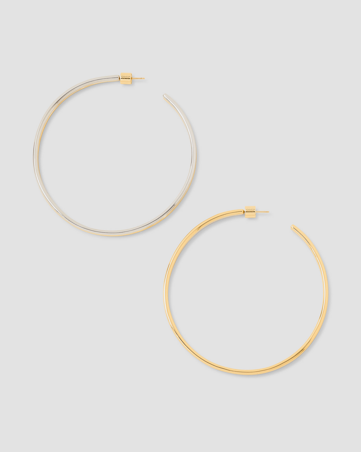 2.5" Two Tone Thread Hoops gold earring - front view | hoop earrings