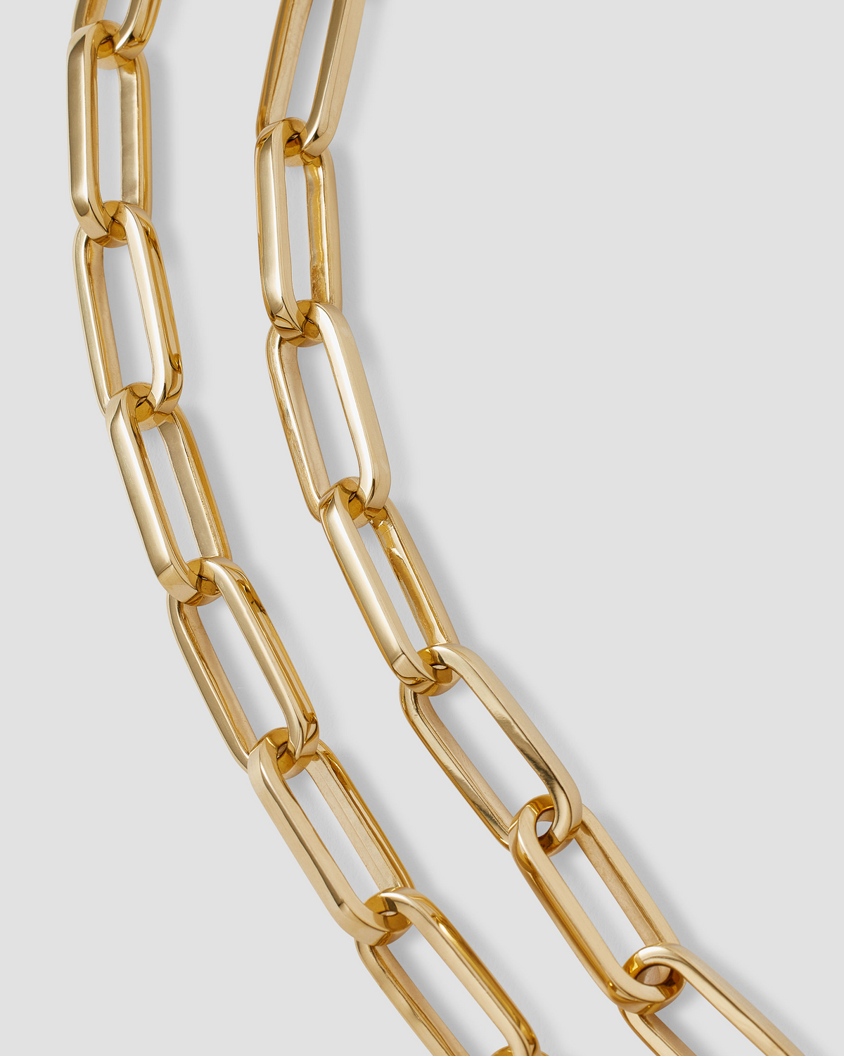 Fisher Link Chain necklace - front view | 14k gold chain