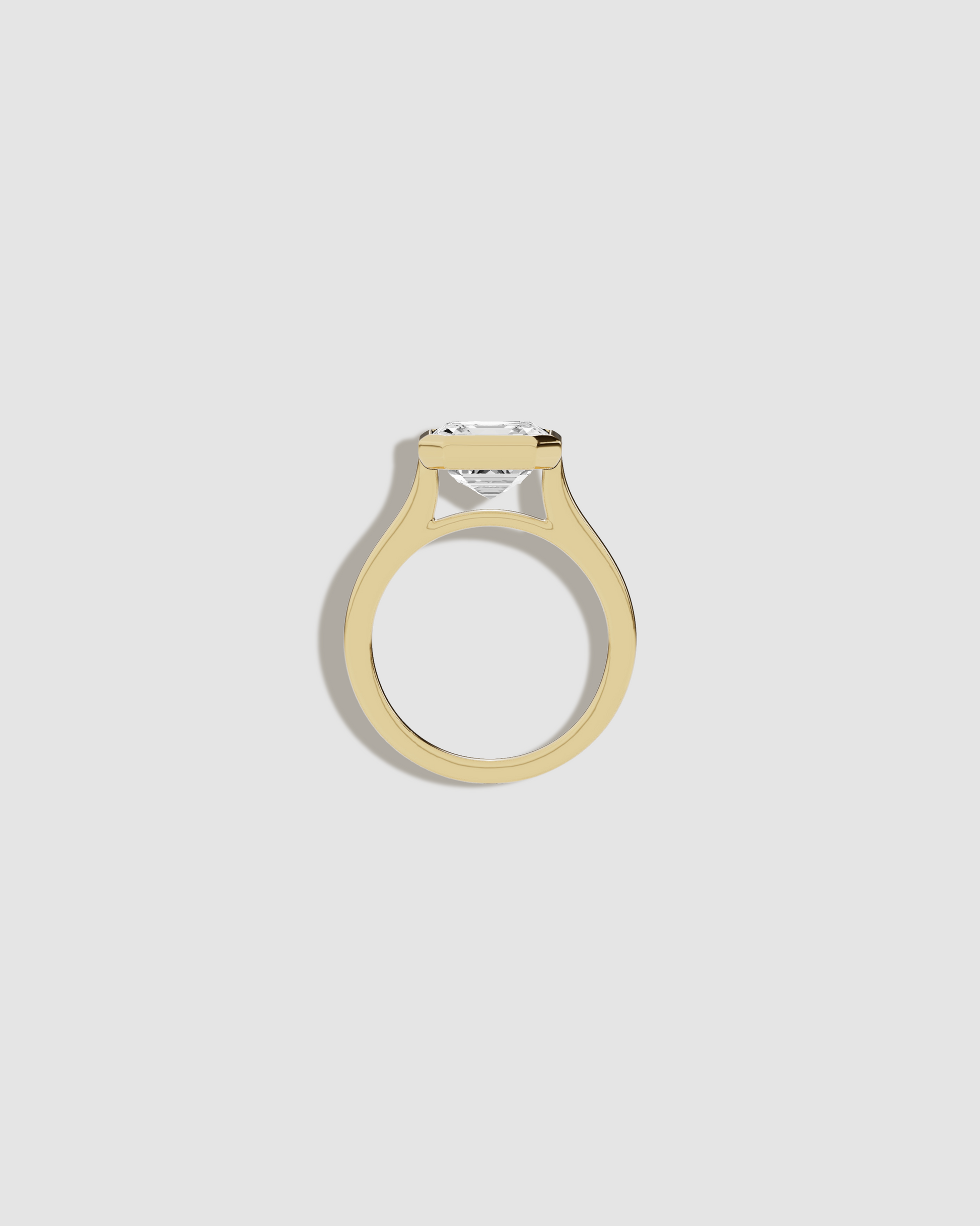 Square shaped diamond on gold band