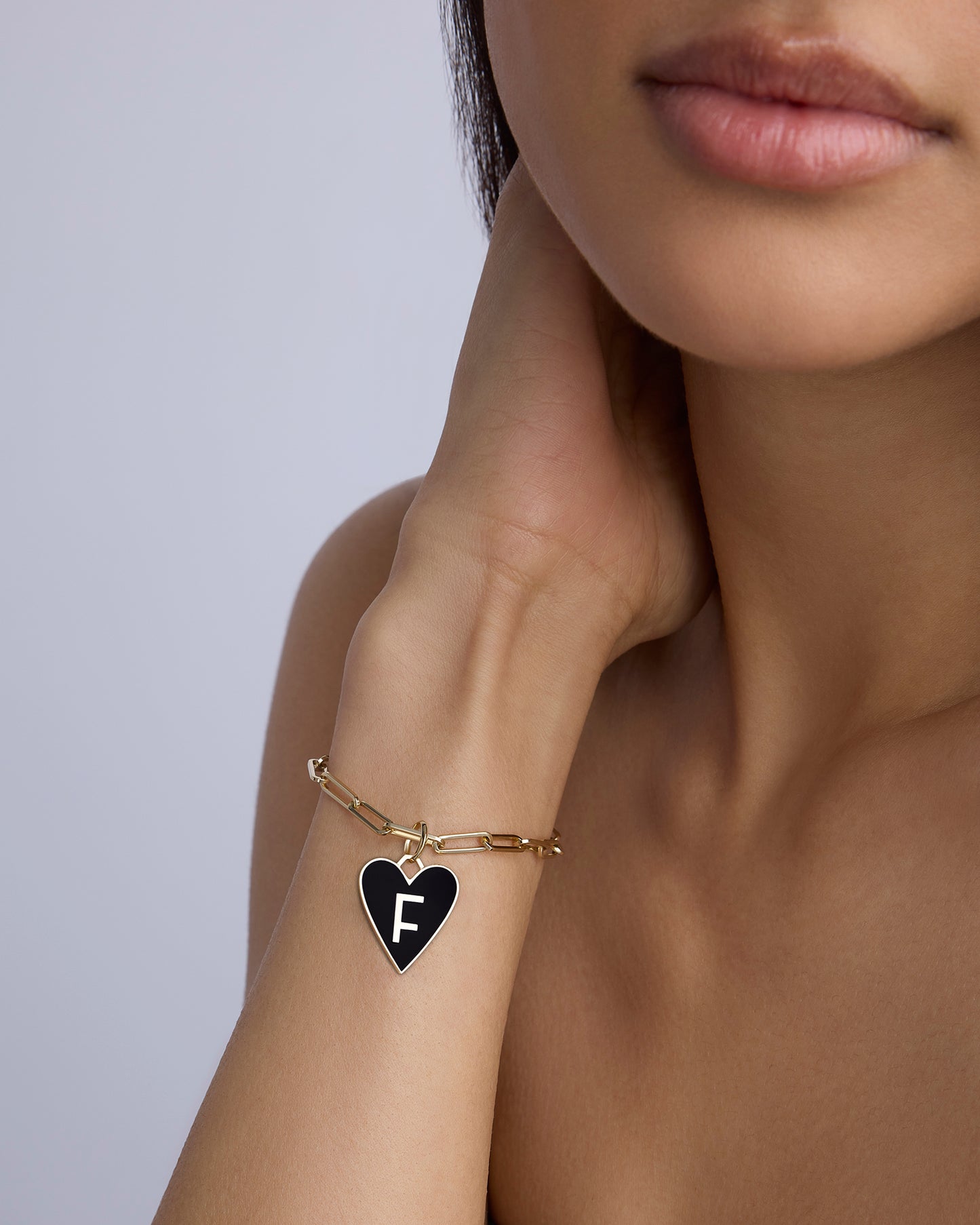 Large Gold Border Enamel Heart With Letter