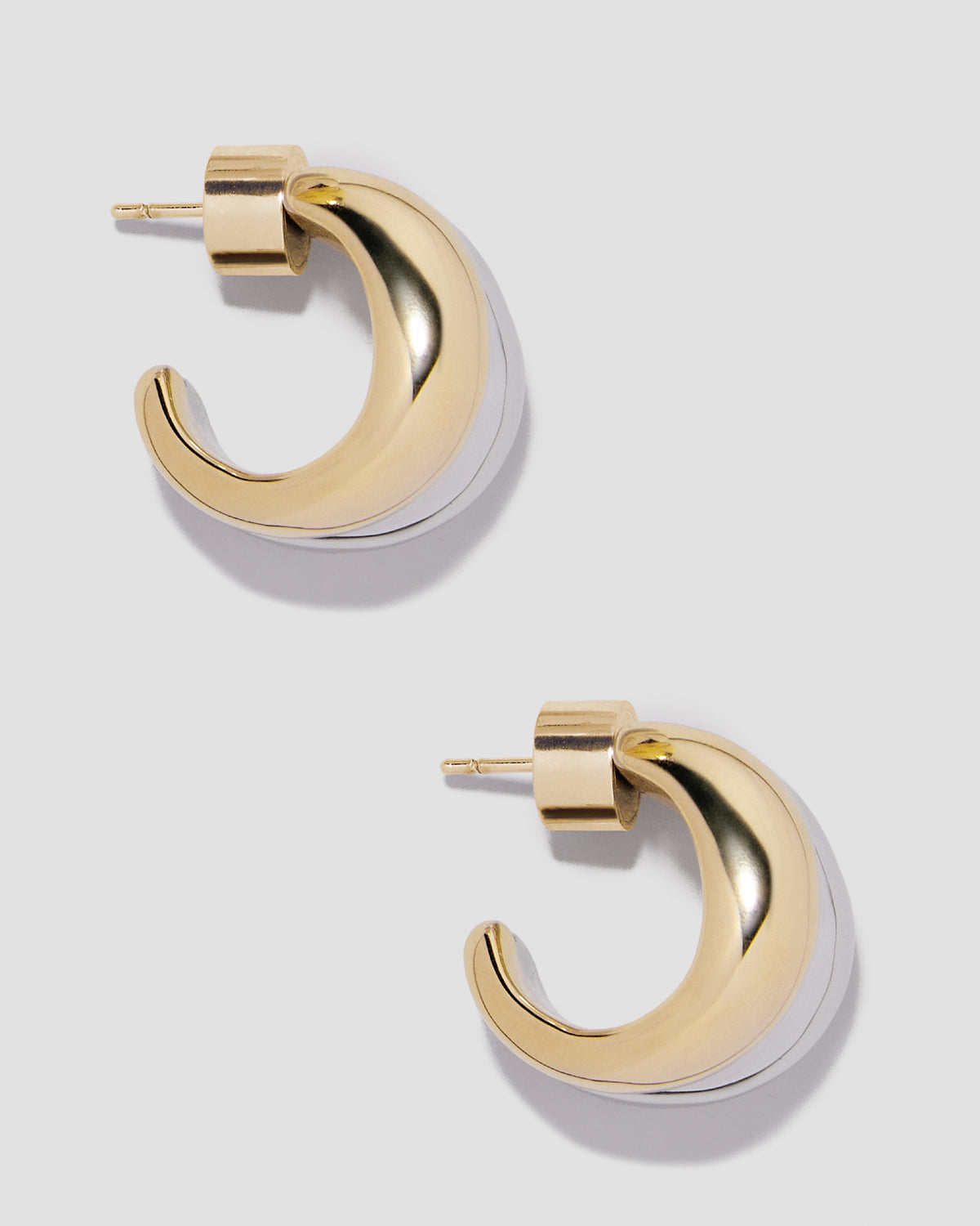 Chavez Micro Huggies earring - styled on model | gold huggie earrings
