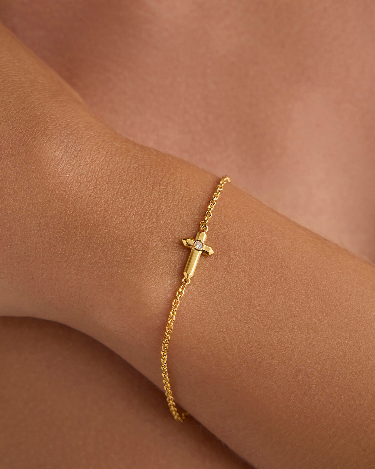 Cross Bracelet bracelet - close-up detail | womens gold bracelets