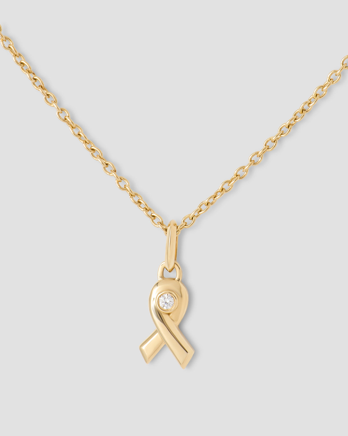 Breast Cancer Awareness Necklace charm - front view | gold charm necklace