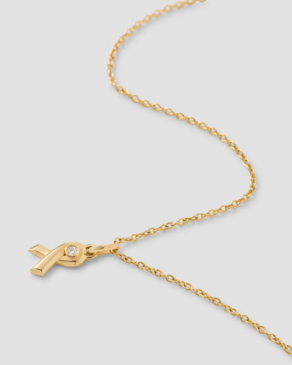 Breast Cancer Awareness Necklace charm - side view | gold charm necklace