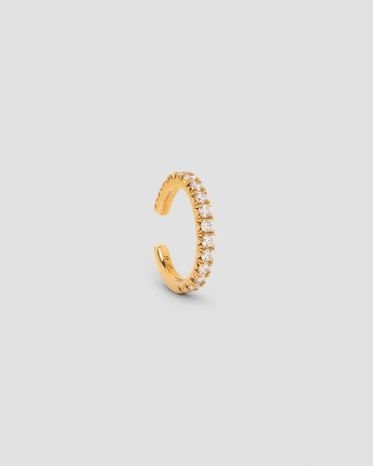 Ear Cuff with Pave White Diamonds in 18K Yellow Gold