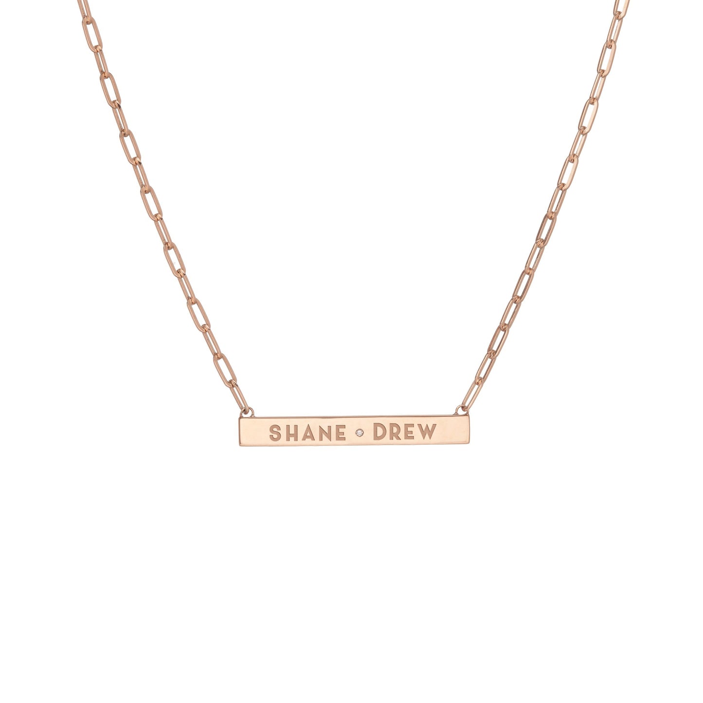 Family Minimal Block 1.5" Pendant with 1 White Diamond