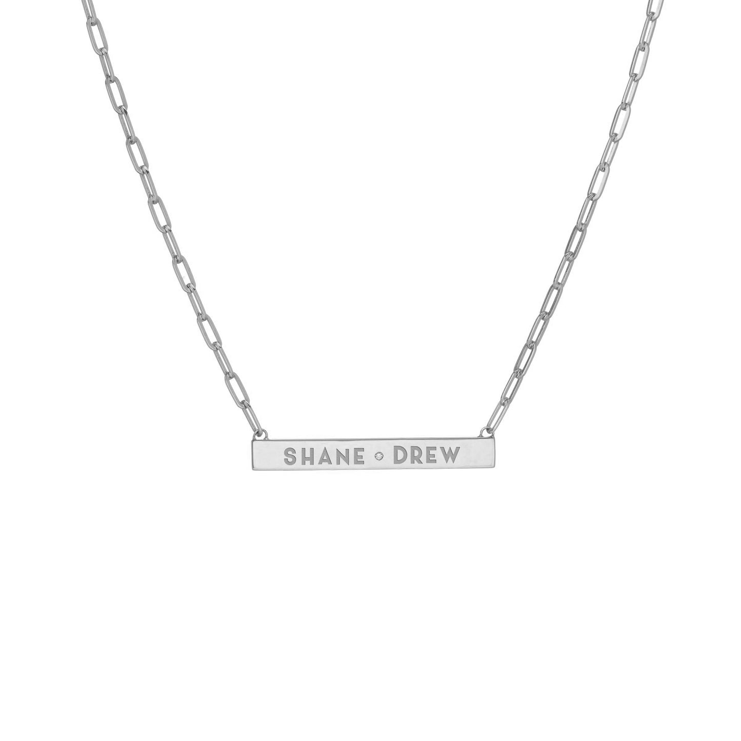 Family Minimal Block 1.5" Pendant with 1 White Diamond