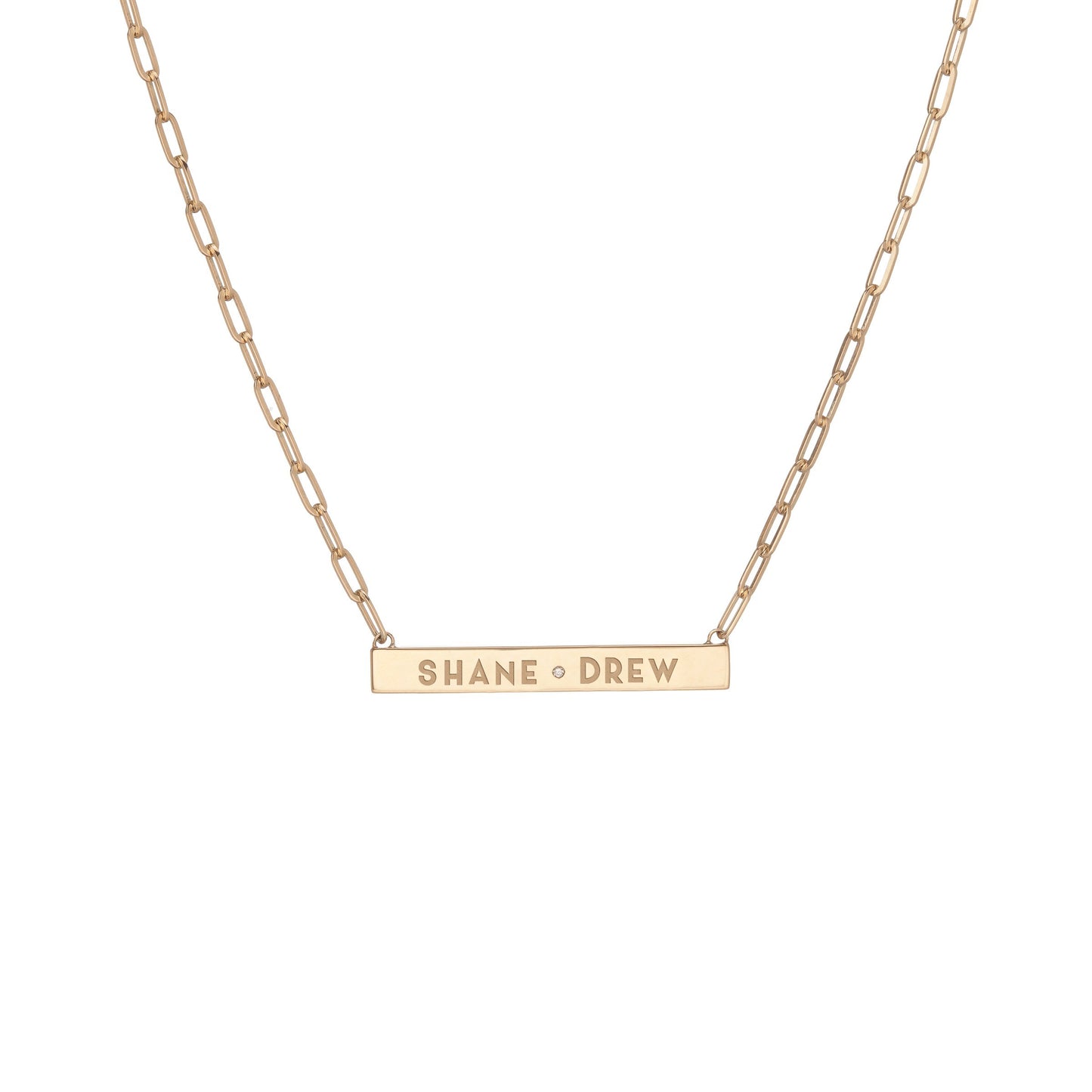 Family Minimal Block 1.5" Pendant with 1 White Diamond
