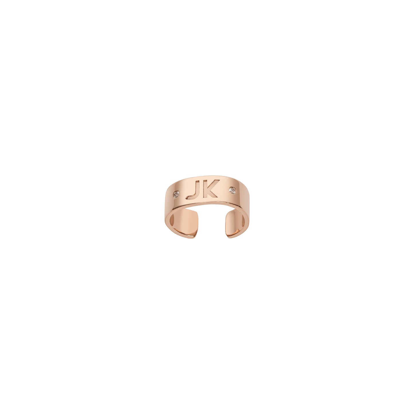 Family Minimal Block Ear Cuff with 2 White Diamonds