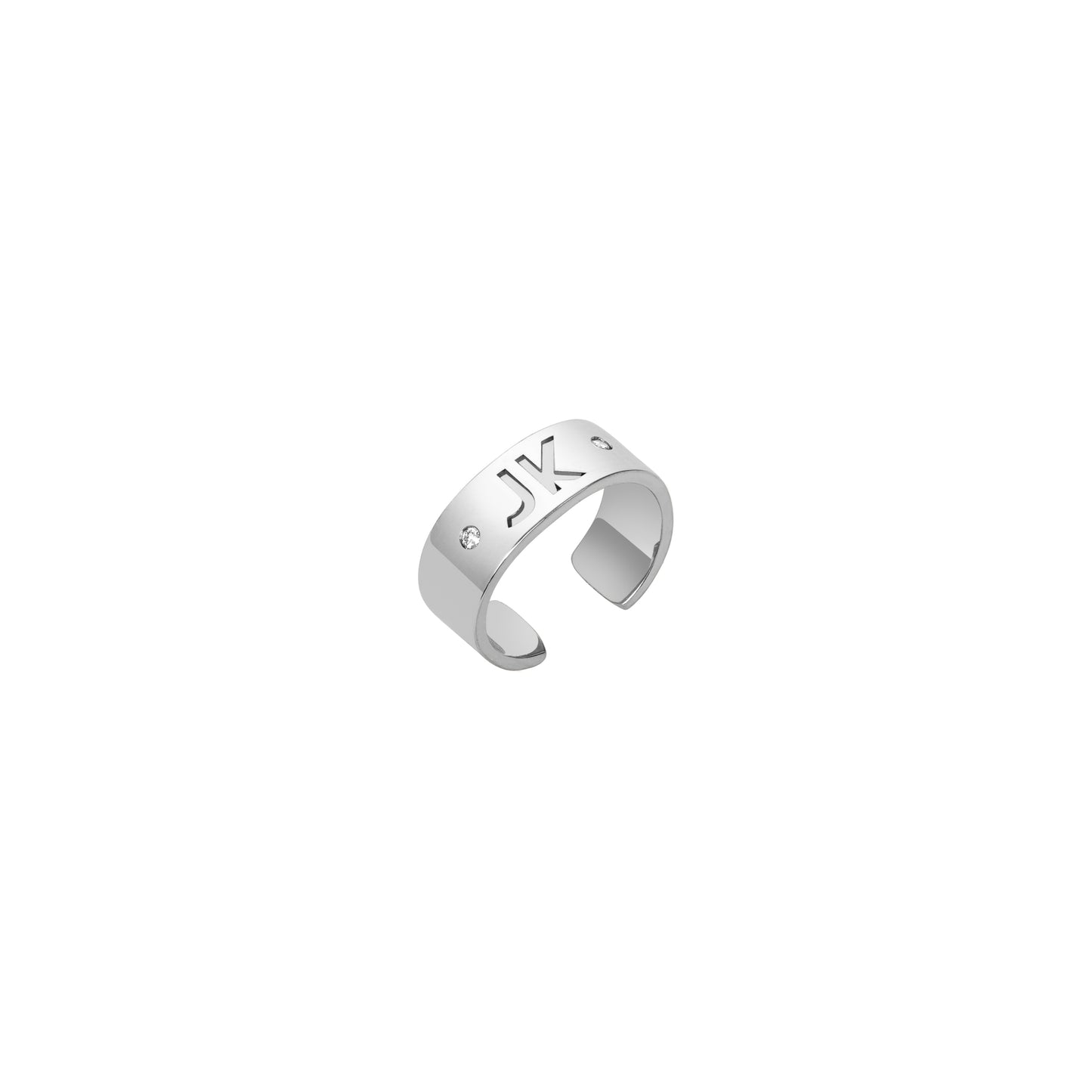 Family Minimal Block Ear Cuff with 2 White Diamonds
