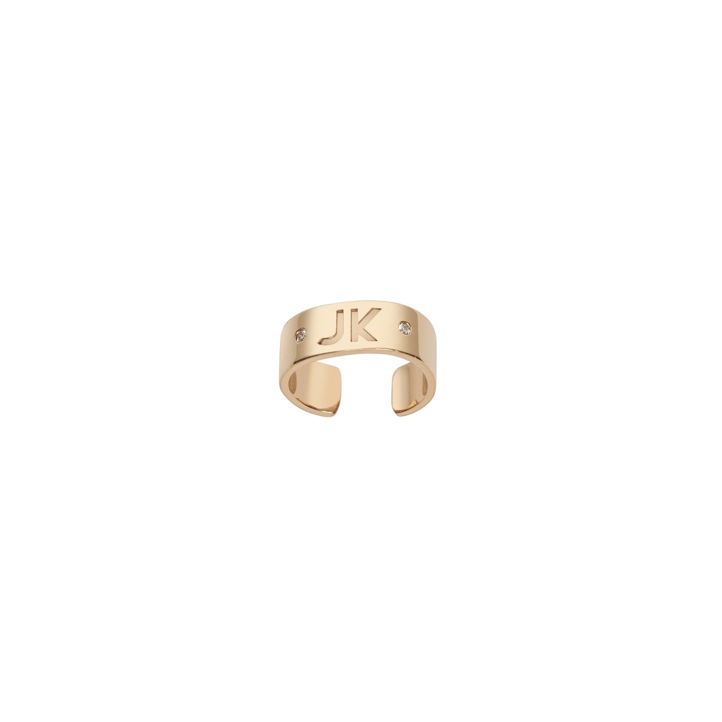 Family Minimal Block Ear Cuff with 2 White Diamonds