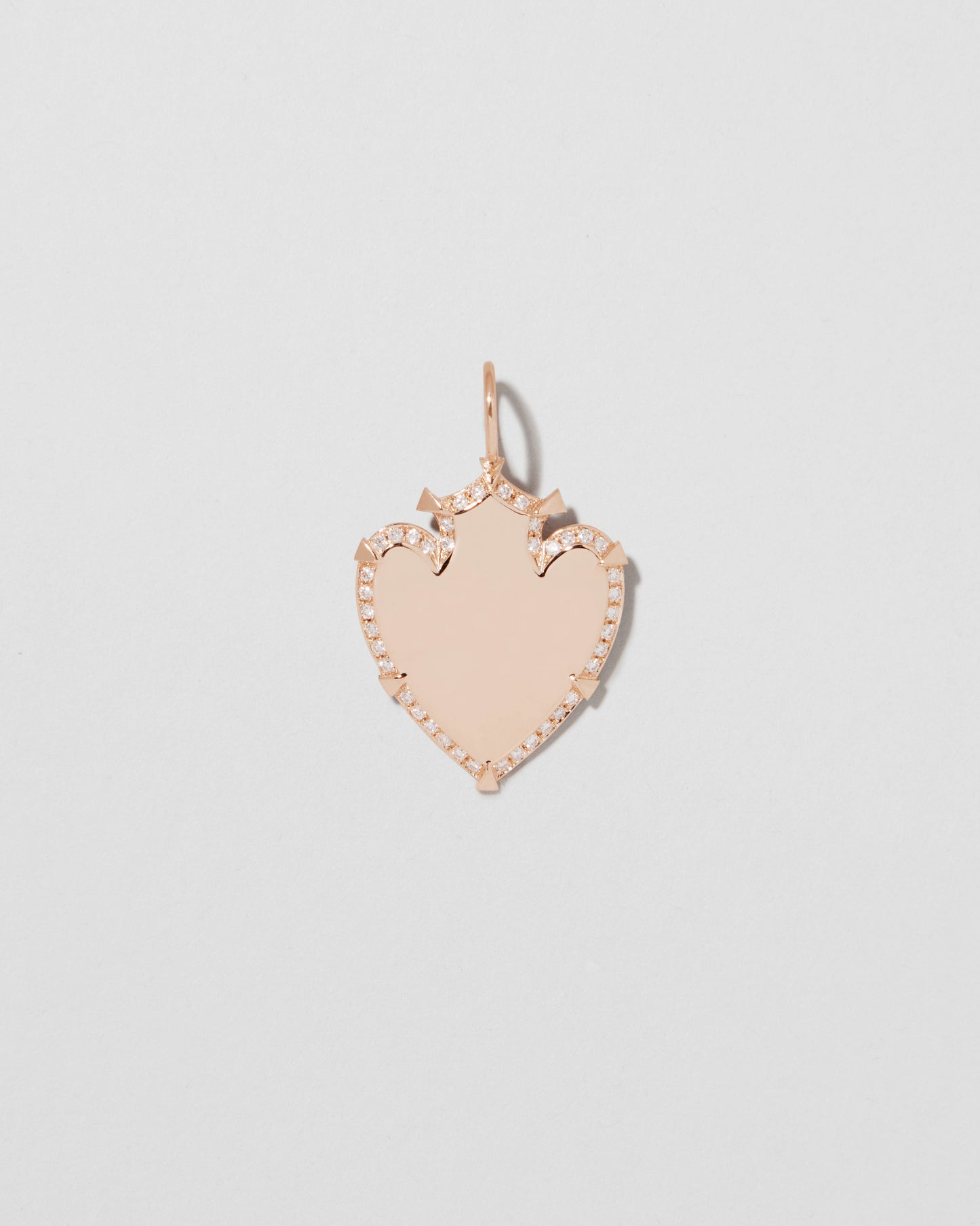 Jennifer Fisher - Heart Shield with Pave White Diamonds - Rose Gold
