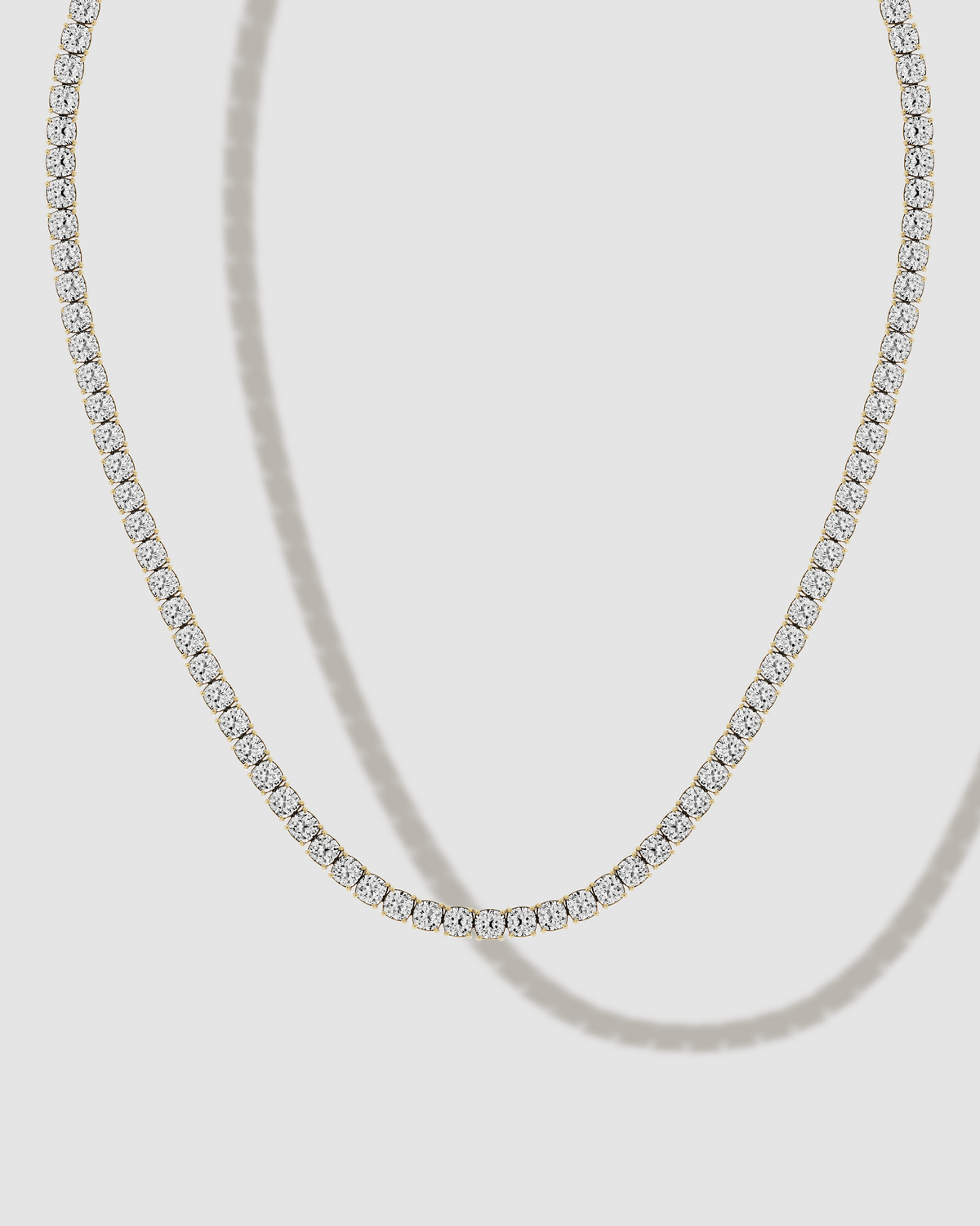JF Lab - Cushion Cut Choker gold necklace - close-up detail | lab grown diamond necklace