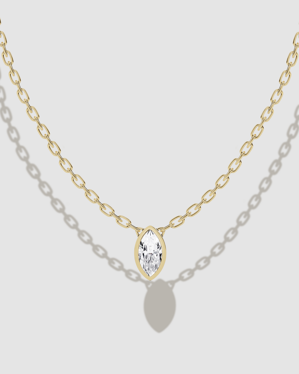 JF Lab - Marquise Solitaire Pendant gold necklace - front view | lab grown diamond necklace