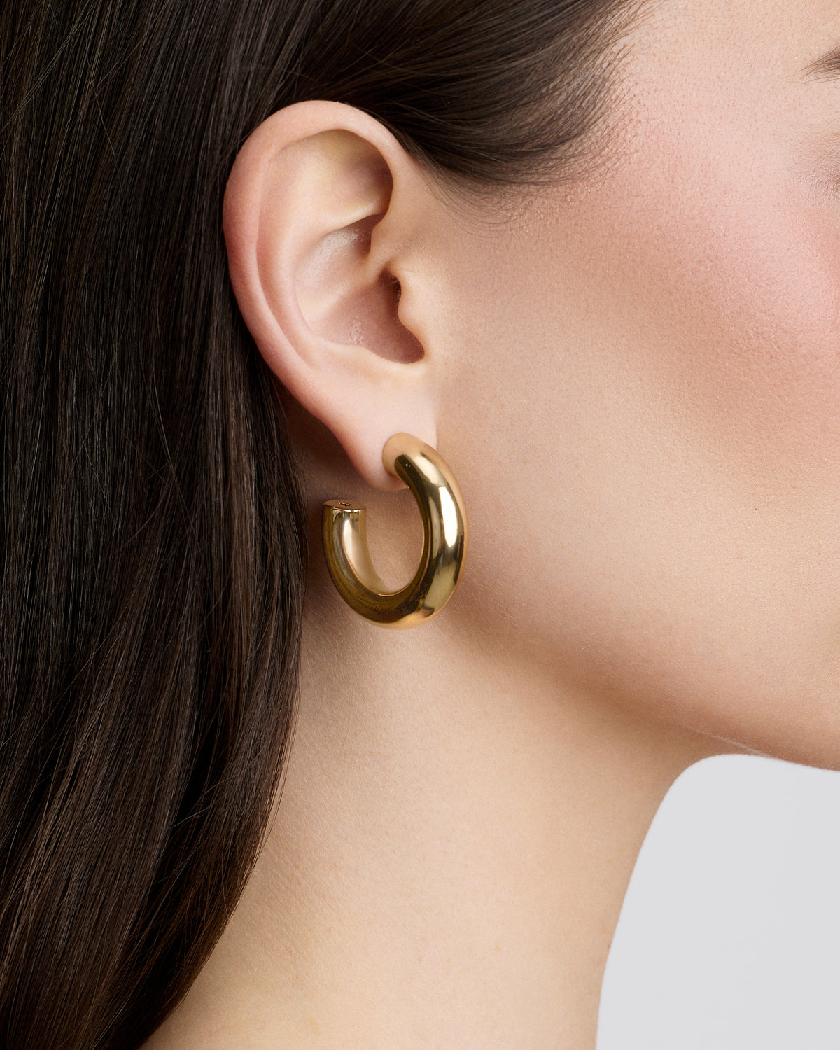 Jamma Huggies earring - front view | gold huggie earrings