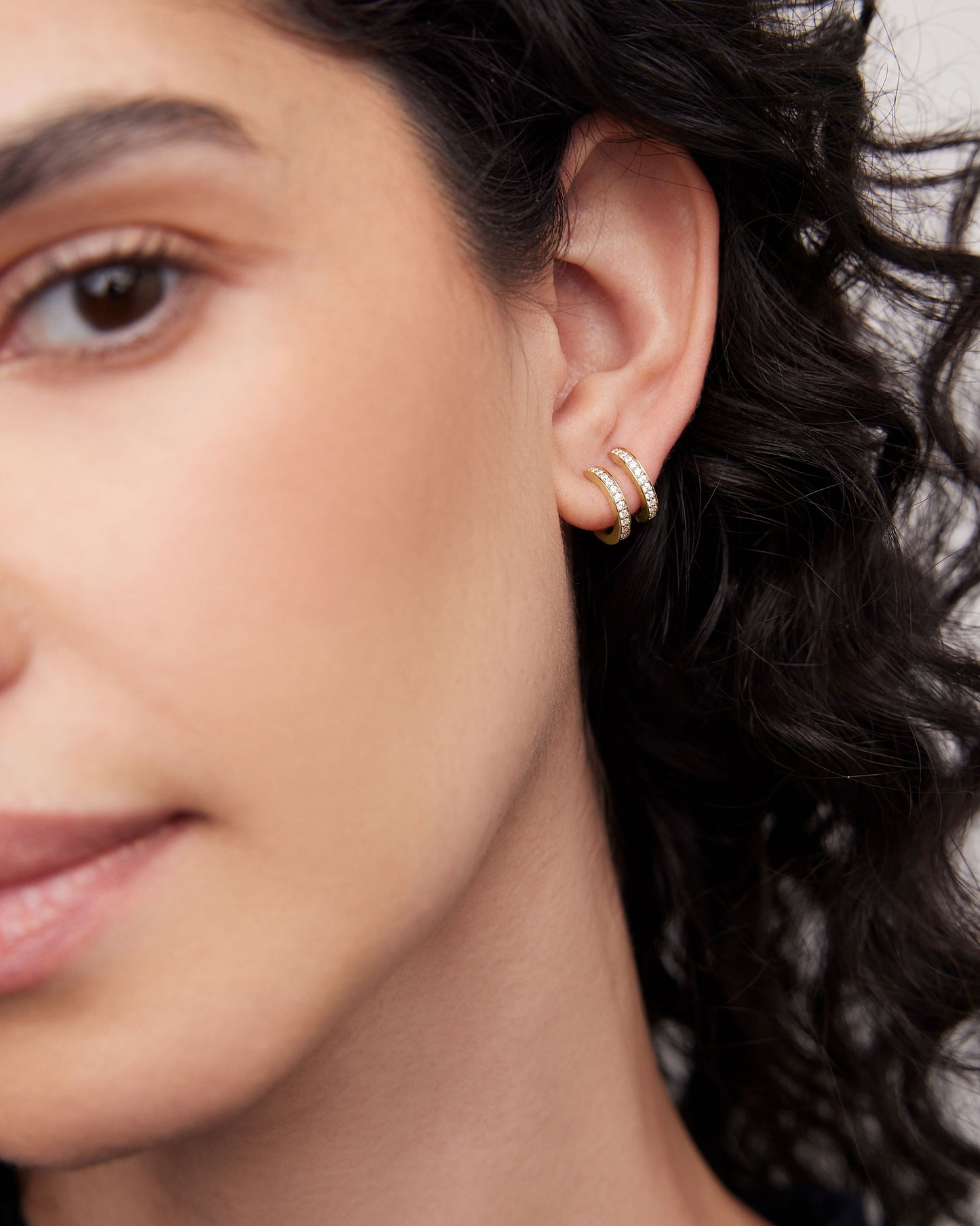 18k Extra Small Huggie with Pavé Diamonds