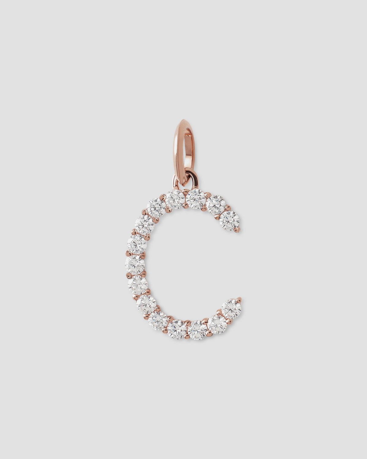 Large Floating Diamond Minimal Block Letter charm - styled on model | gold charm necklace