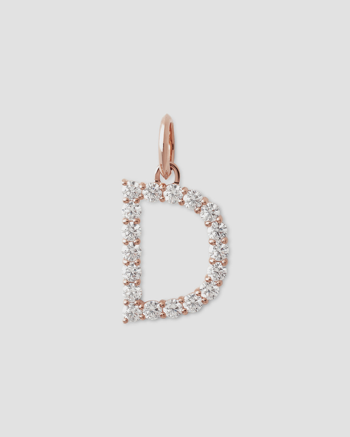 Large Floating Diamond Minimal Block Letter charm - alternate angle | gold charm necklace