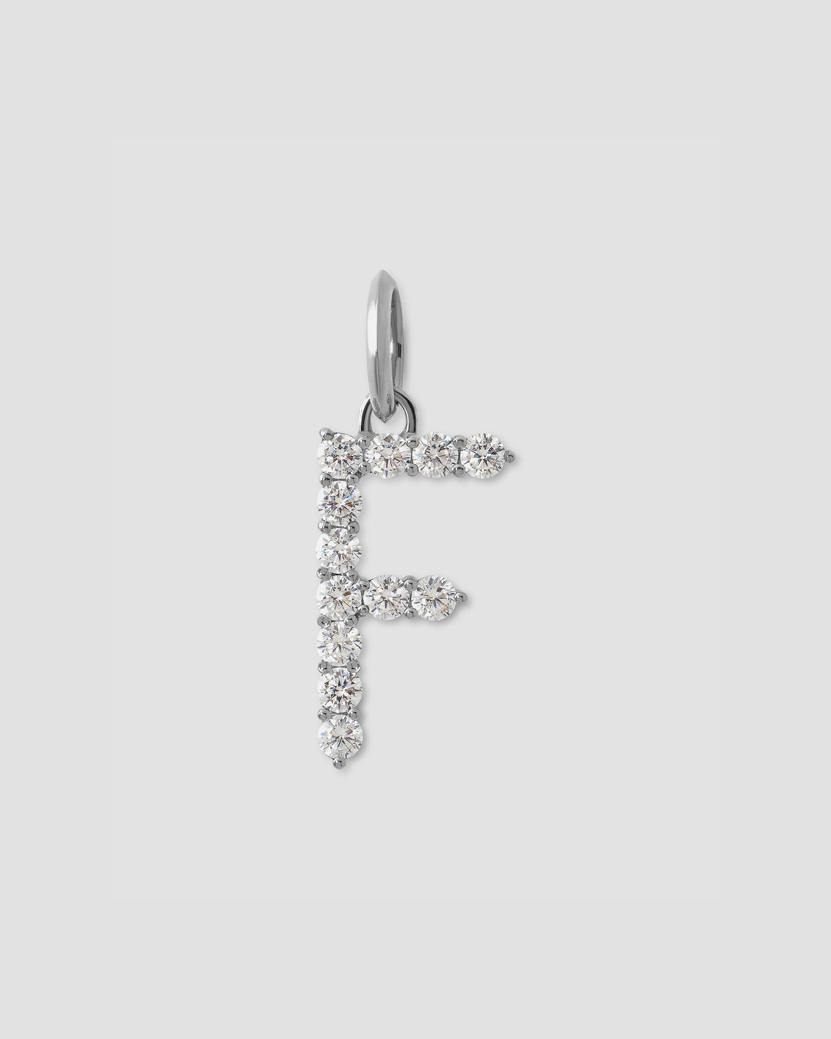 Large Floating Diamond Minimal Block Letter charm - alternate angle | gold charm necklace