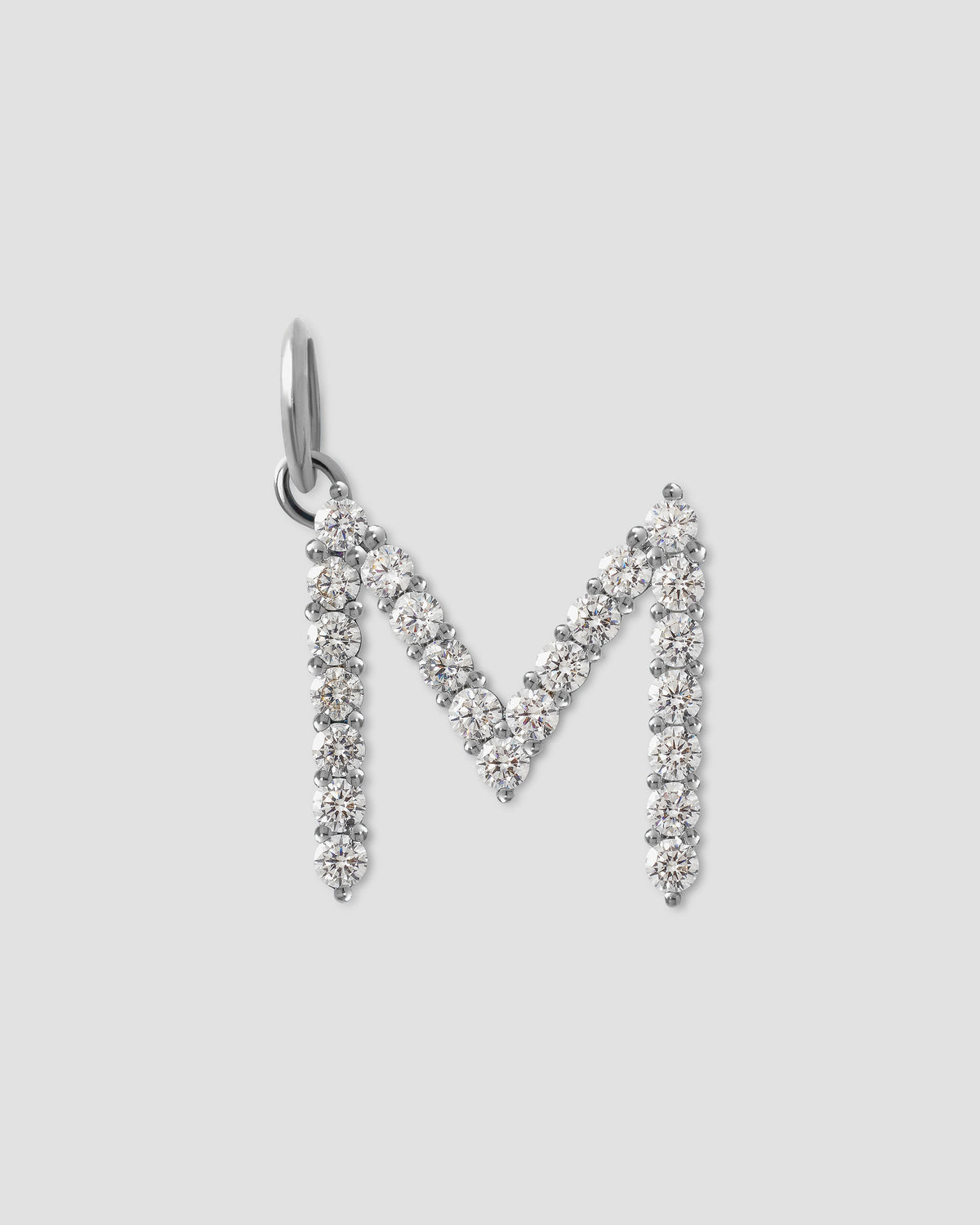 Large Floating Diamond Minimal Block Letter charm - styled on model | gold charm necklace