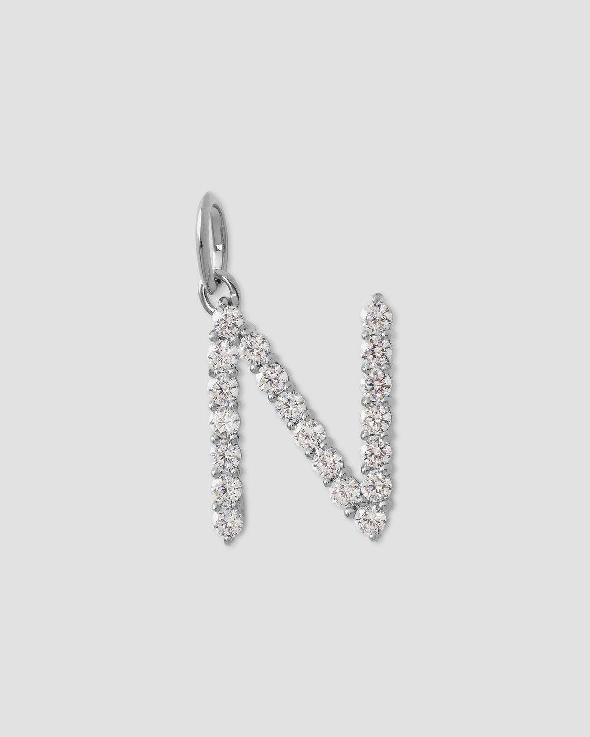 Large Floating Diamond Minimal Block Letter charm - alternate angle | gold charm necklace