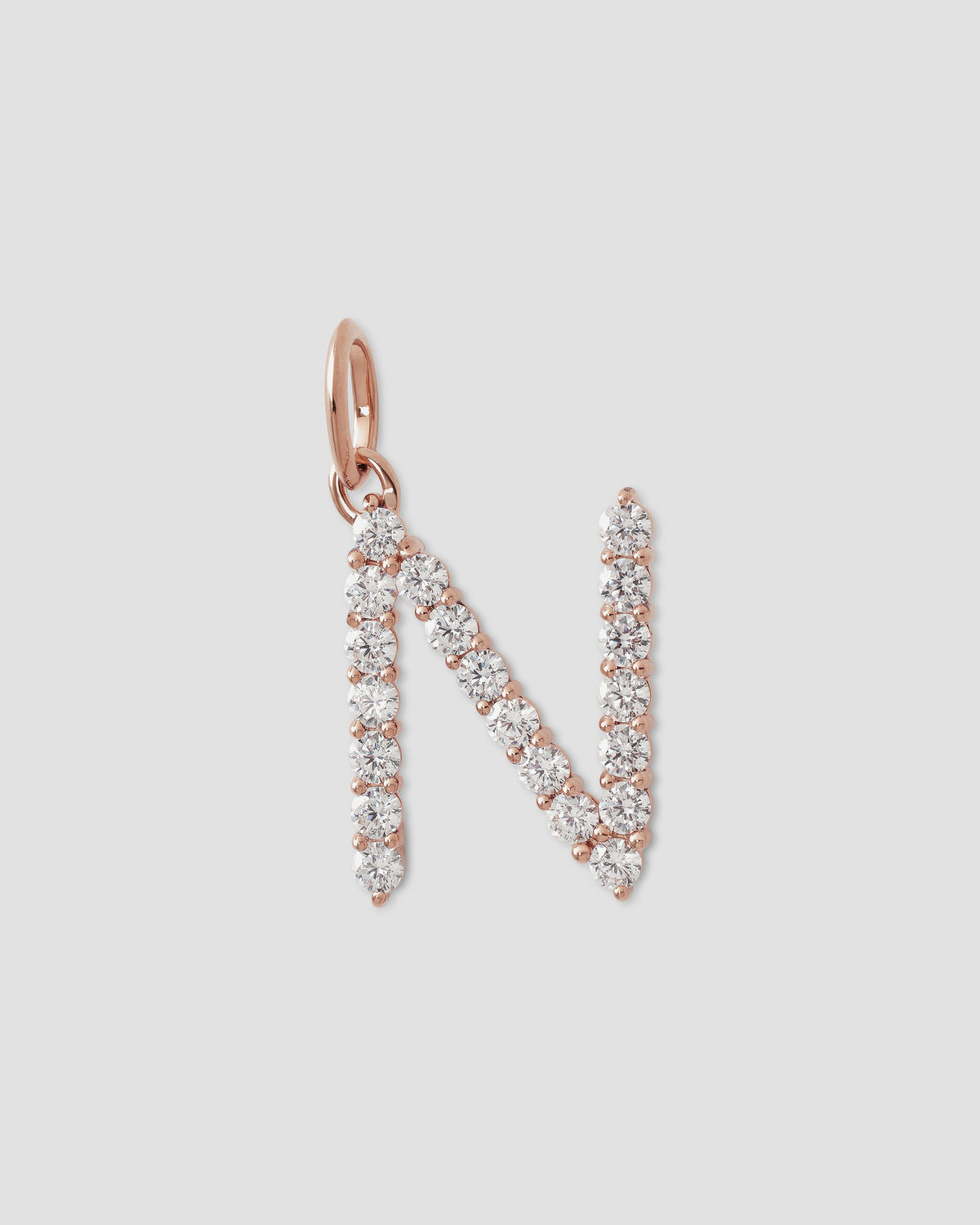 Large Floating Diamond Minimal Block Letter charm - worn look | gold charm necklace