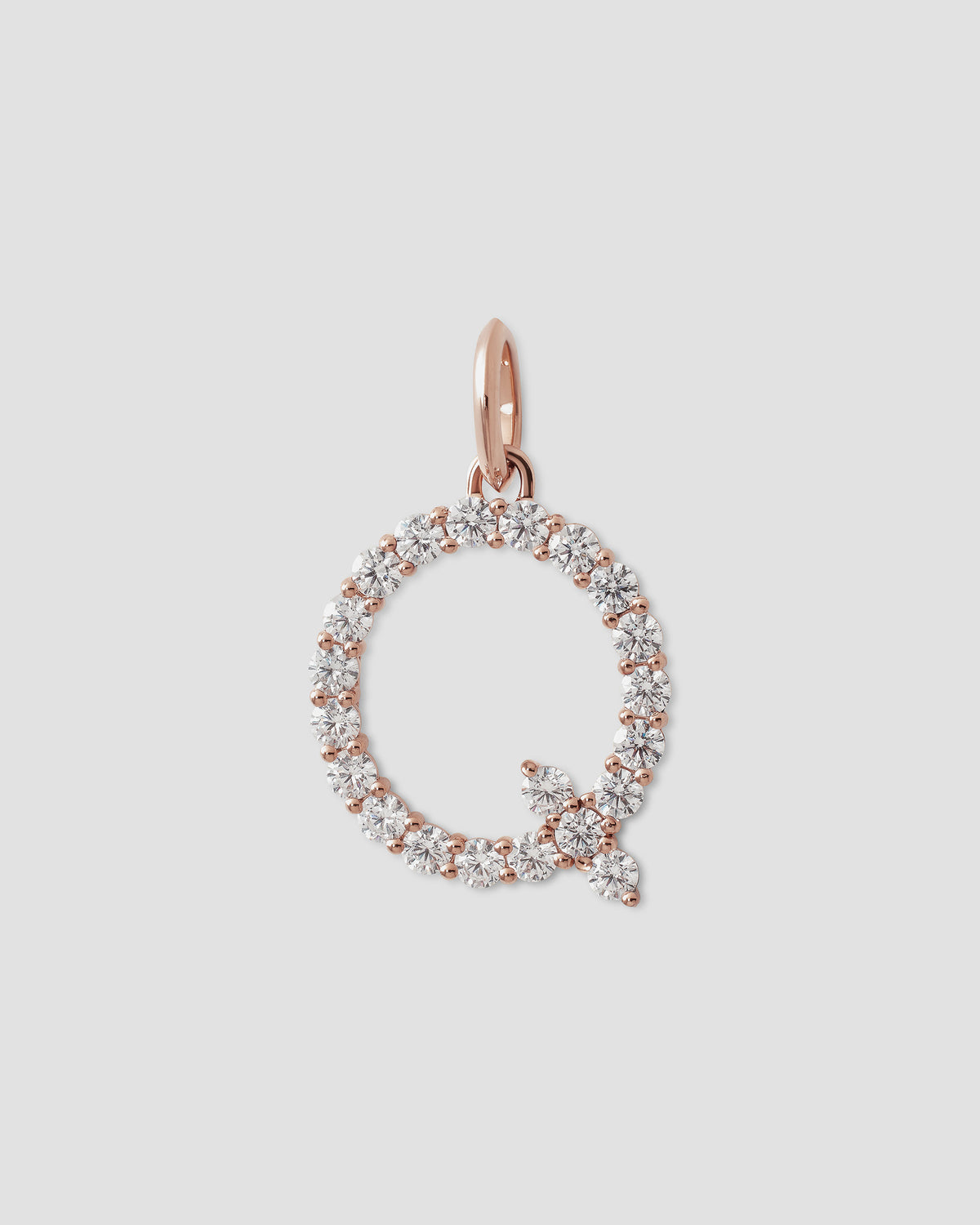 Large Floating Diamond Minimal Block Letter charm - front view | gold charm necklace