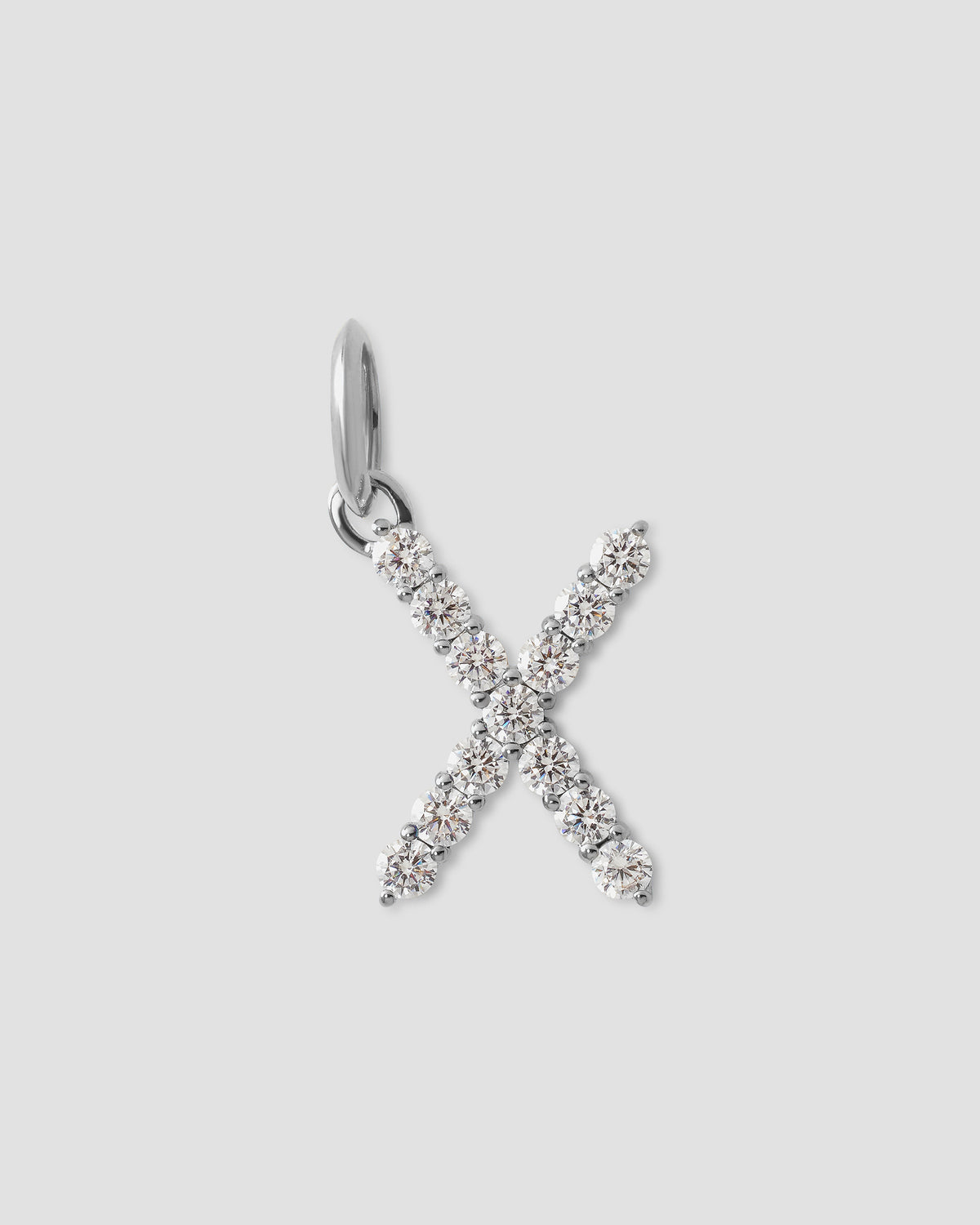 Large Floating Diamond Minimal Block Letter charm - worn look | gold charm necklace