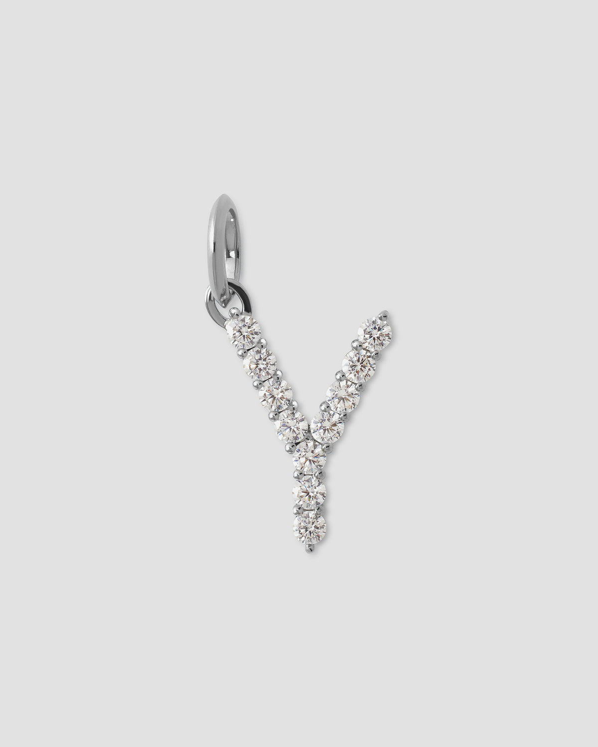 Large Floating Diamond Minimal Block Letter charm - product detail shot | gold charm necklace