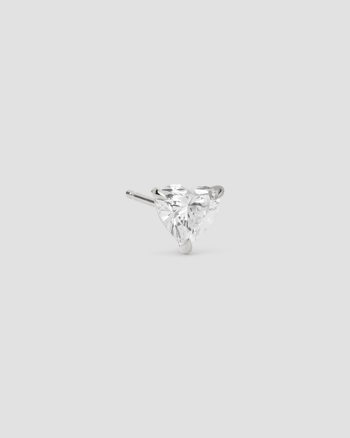 Floating Lab Diamond Heart Stud gold earring - side view | lab grown diamond studs