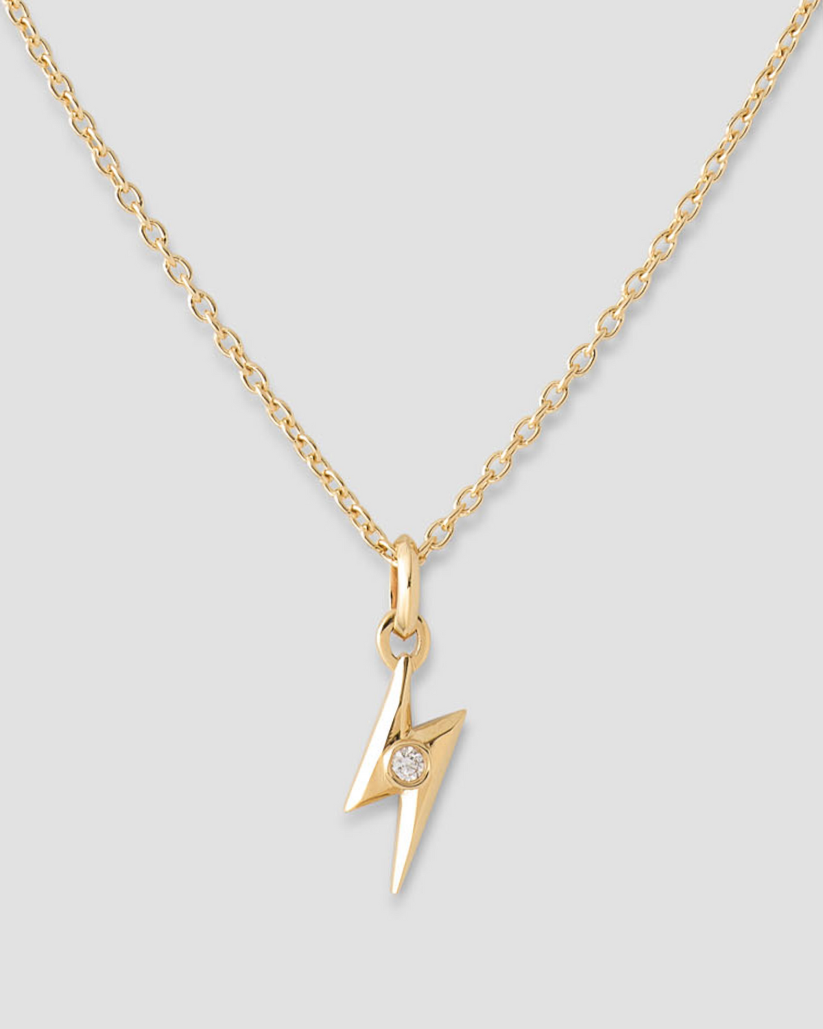 Lightning Bolt Necklace gold charm - front view | custom charm necklace