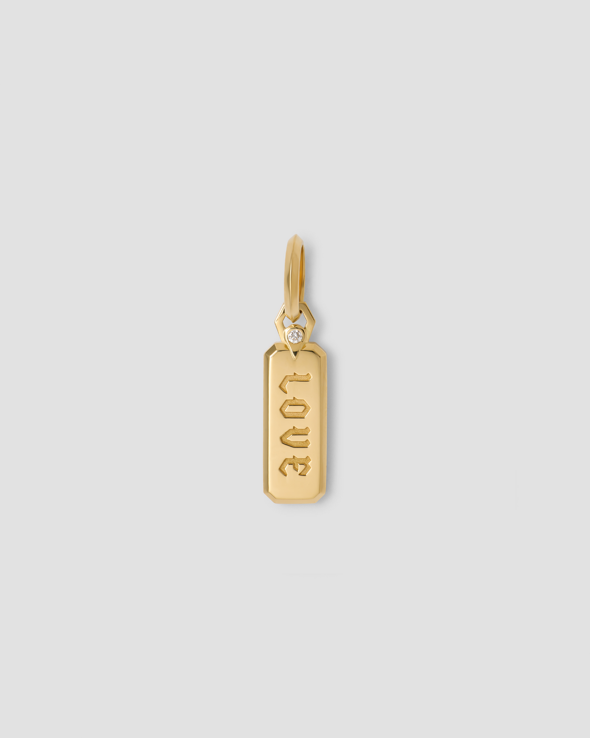 Small Dog Tag gold charm - front view | custom charm necklace