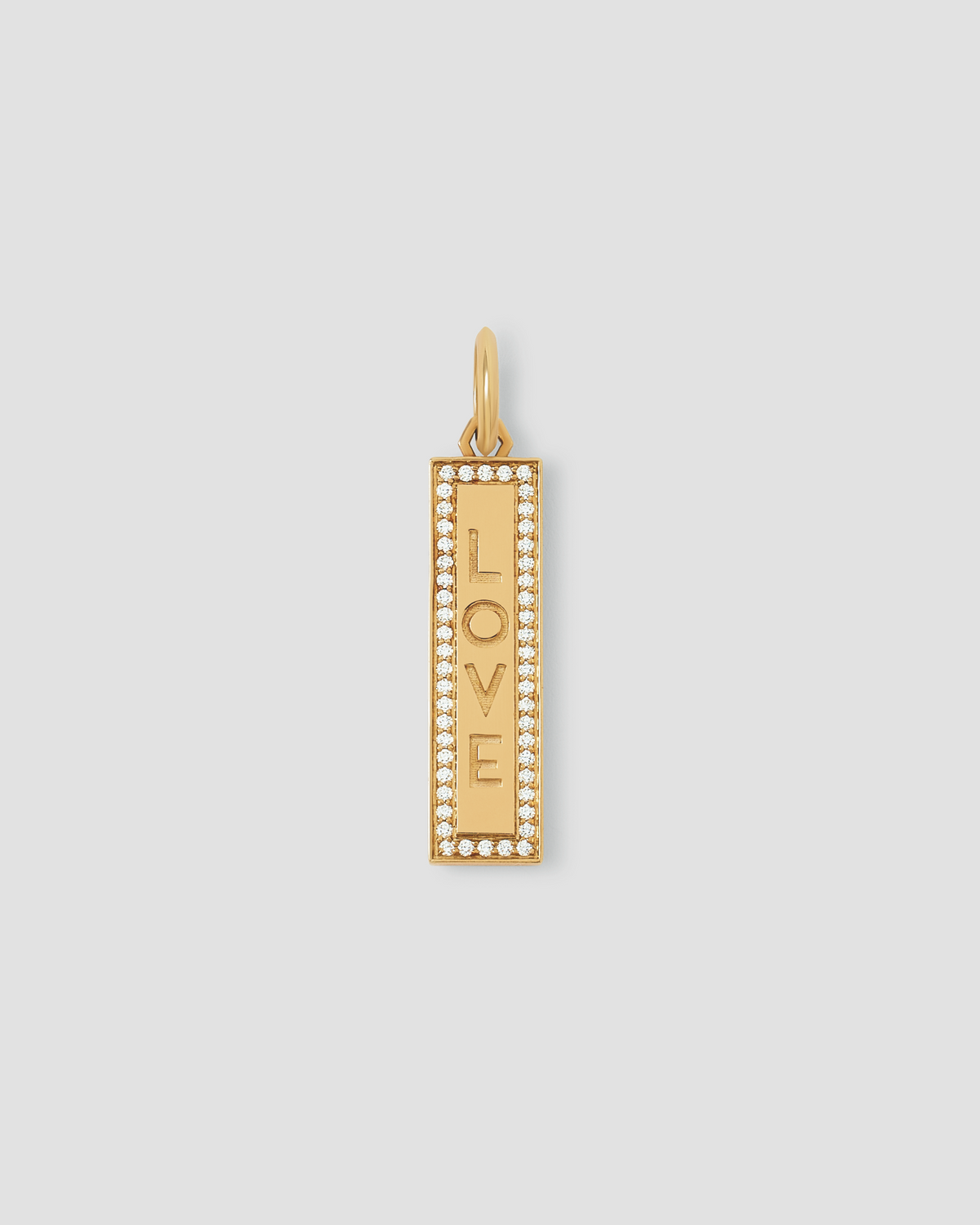 Personalized Luxe Narrow Classic Dog Tag in 18K Yellow Gold charm - front view | charm necklaces