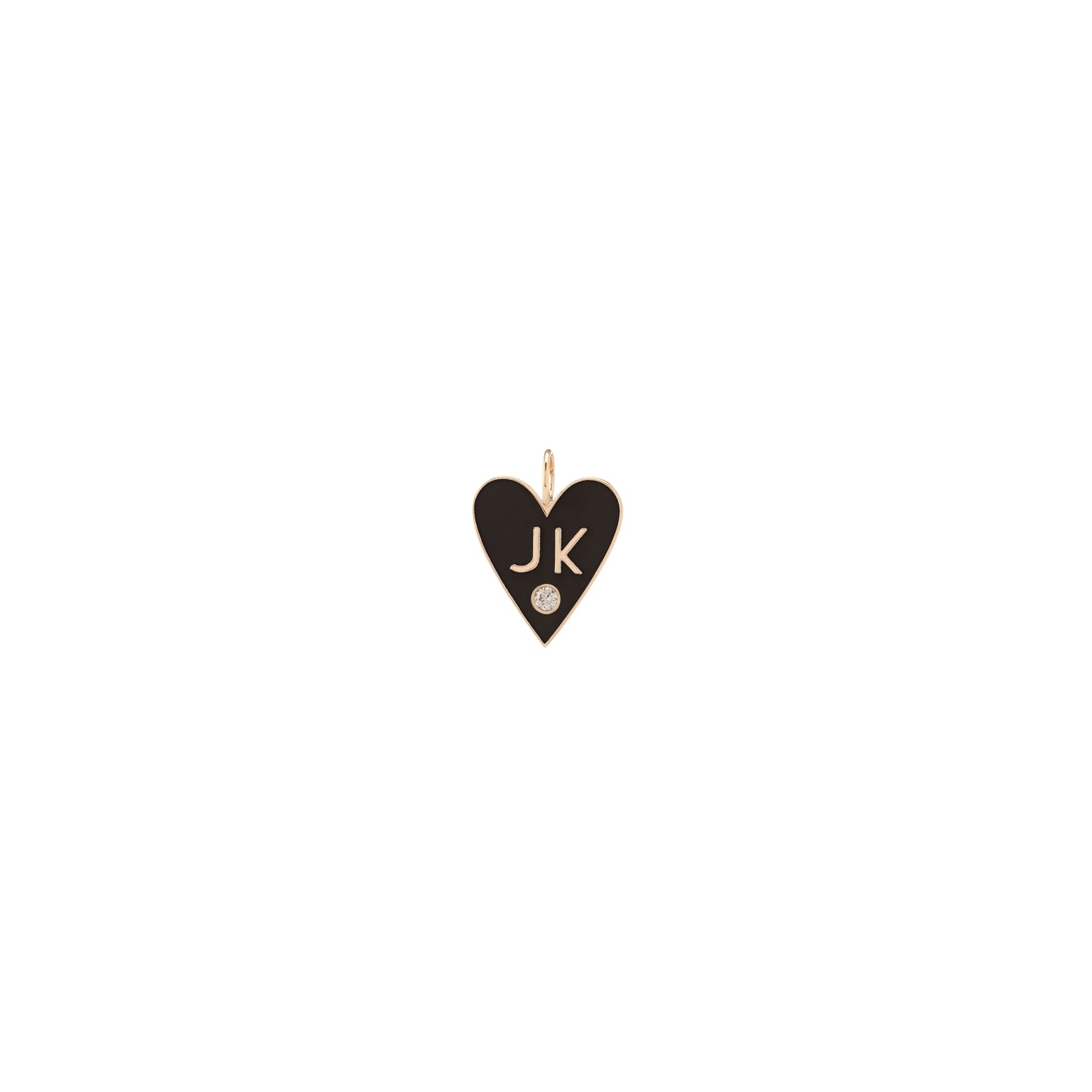 Medium Enamel Heart - 2 Letters and Diamond