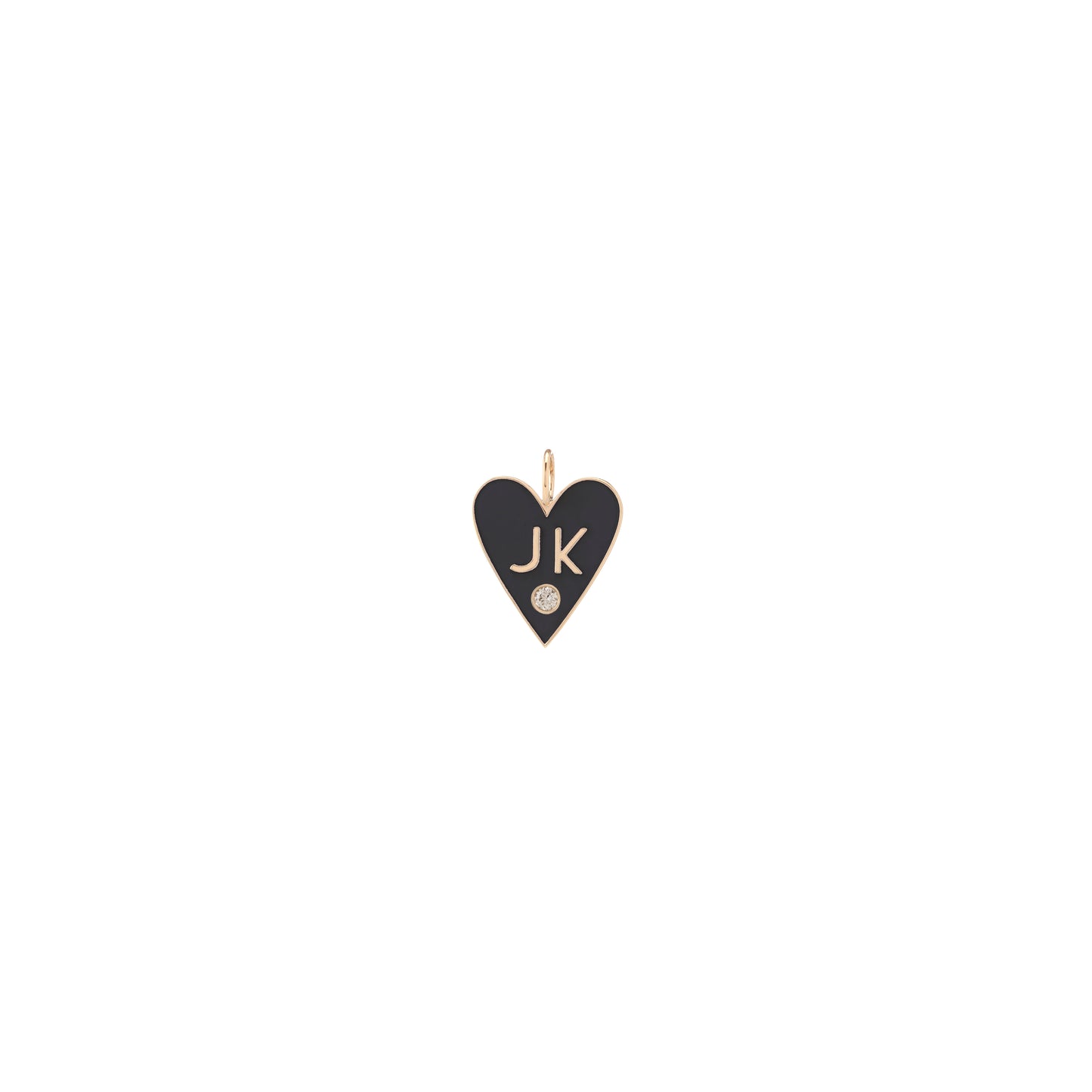 Medium Enamel Heart - 2 Letters and Diamond