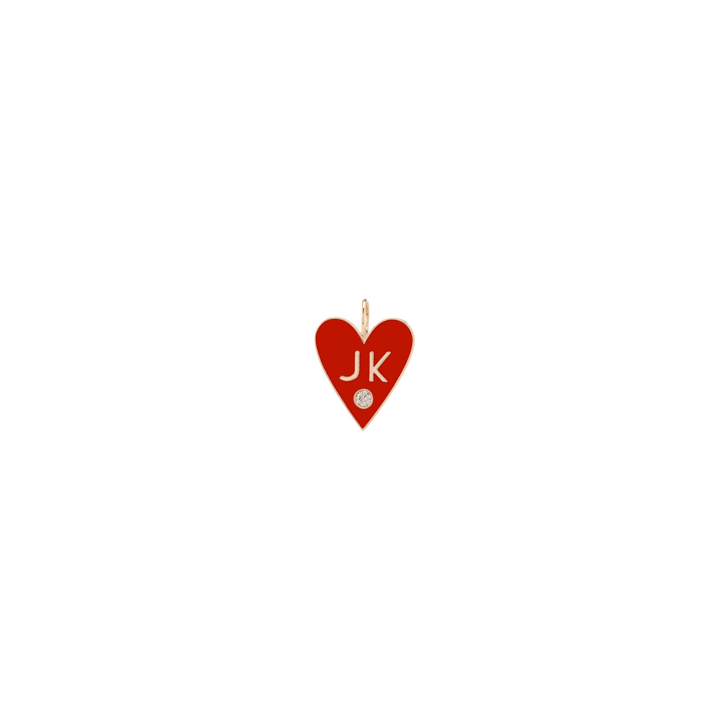 Medium Enamel Heart - 2 Letters and Diamond