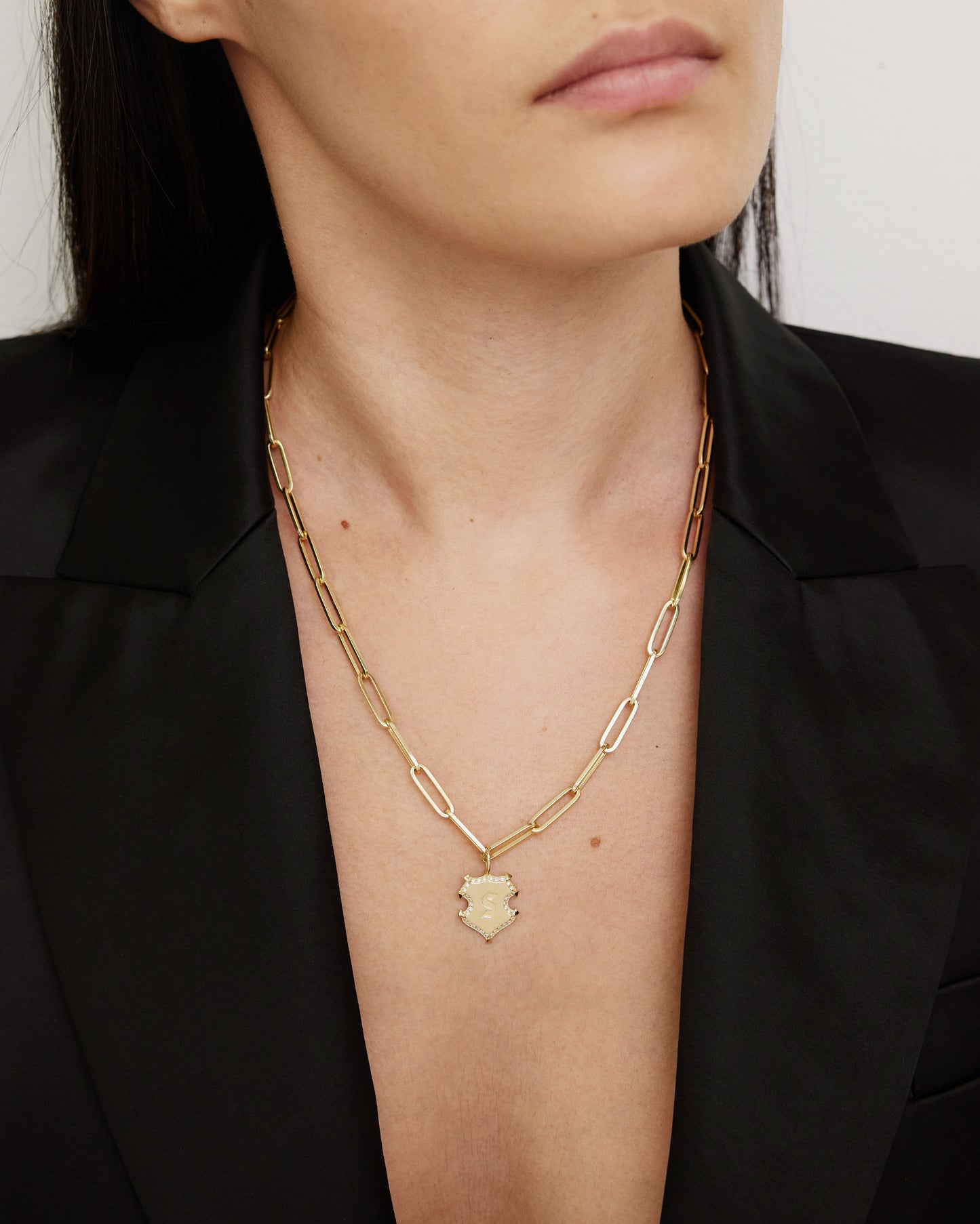 Mini Wave Shield with Pave White Diamonds