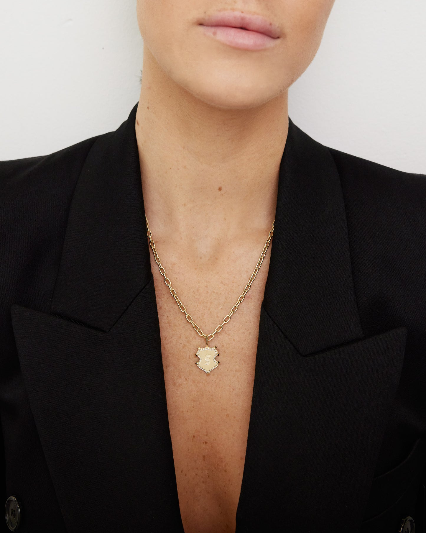 Mini Wave Shield with Pave White Diamonds