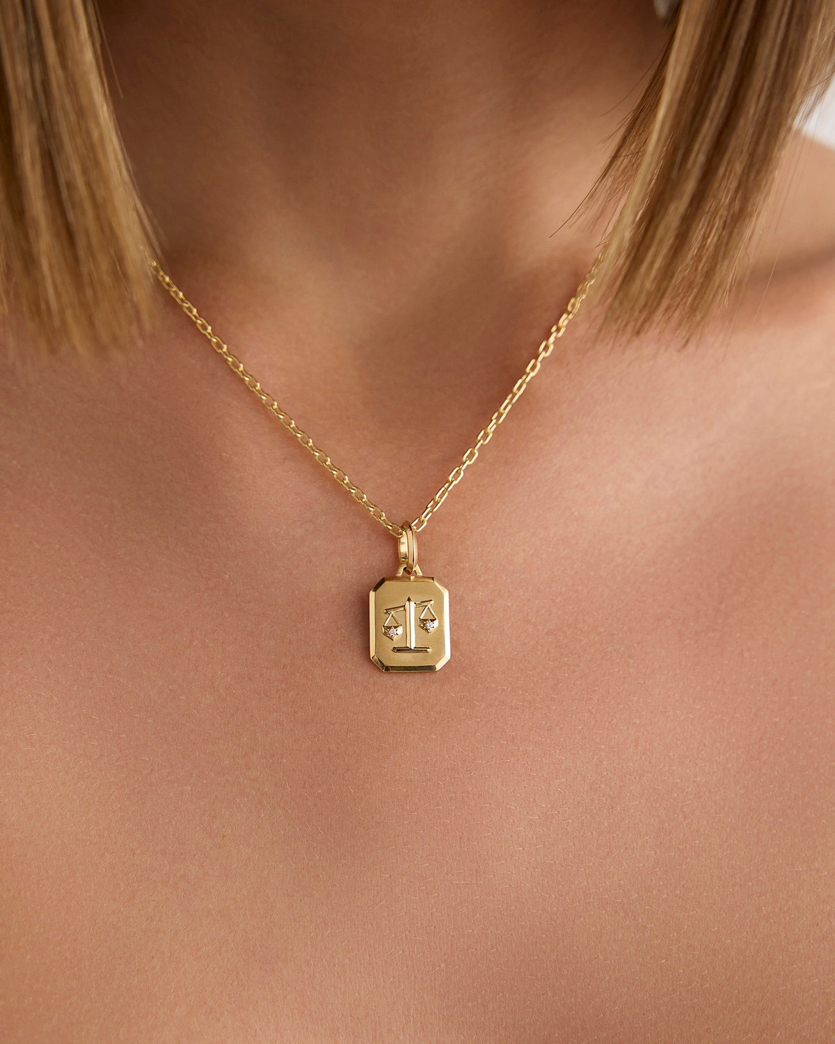Zodiac Charm with Diamond in 18K Yellow gold charm - product detail shot | custom charm necklace