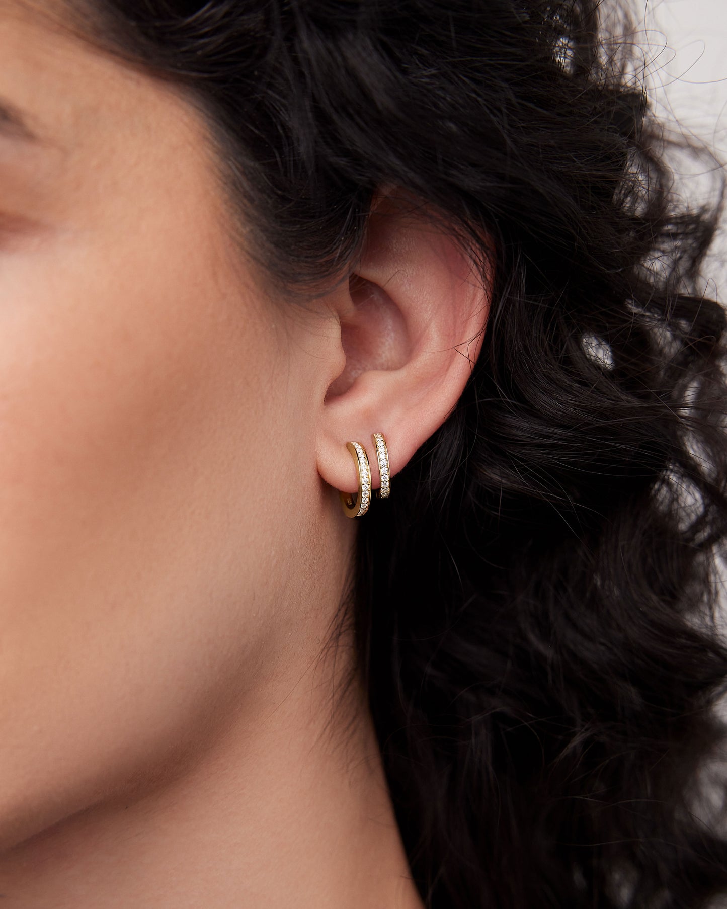 18k Extra Small Huggie with Pavé Diamonds