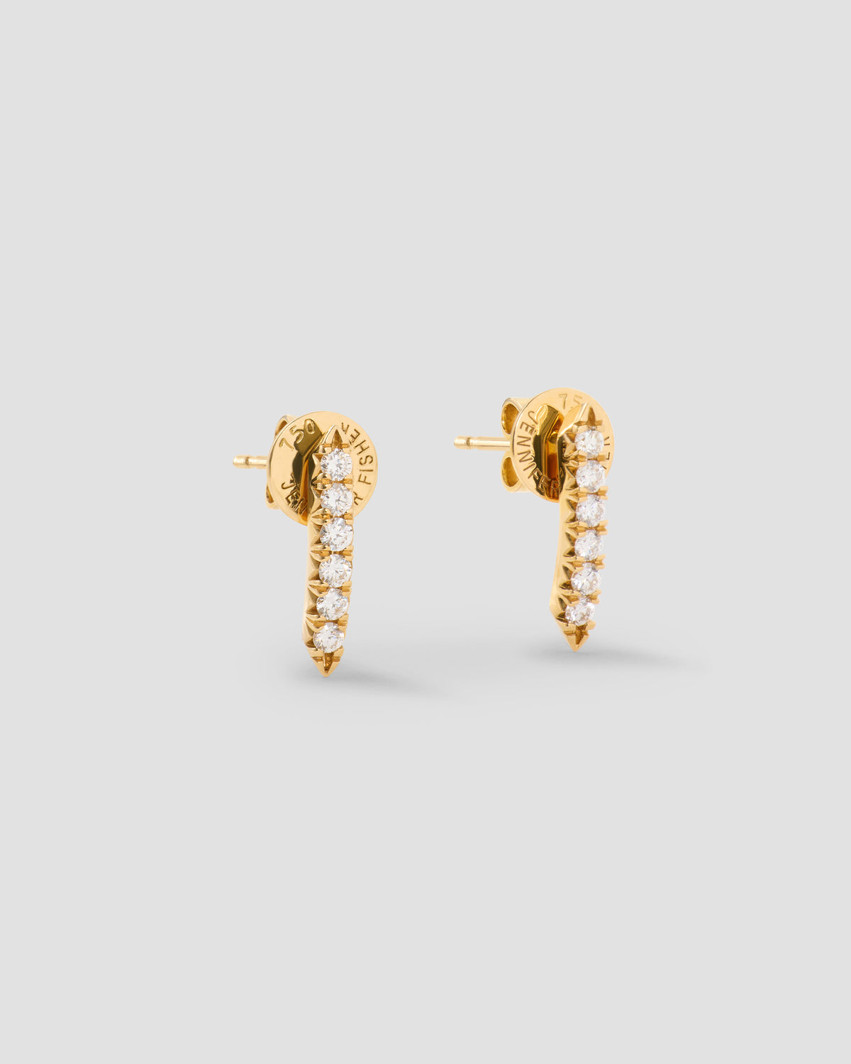 Essential Pin Earrings With Pavé White Diamonds in 18K Gold 18K gold earring - front view | diamond earrings for women