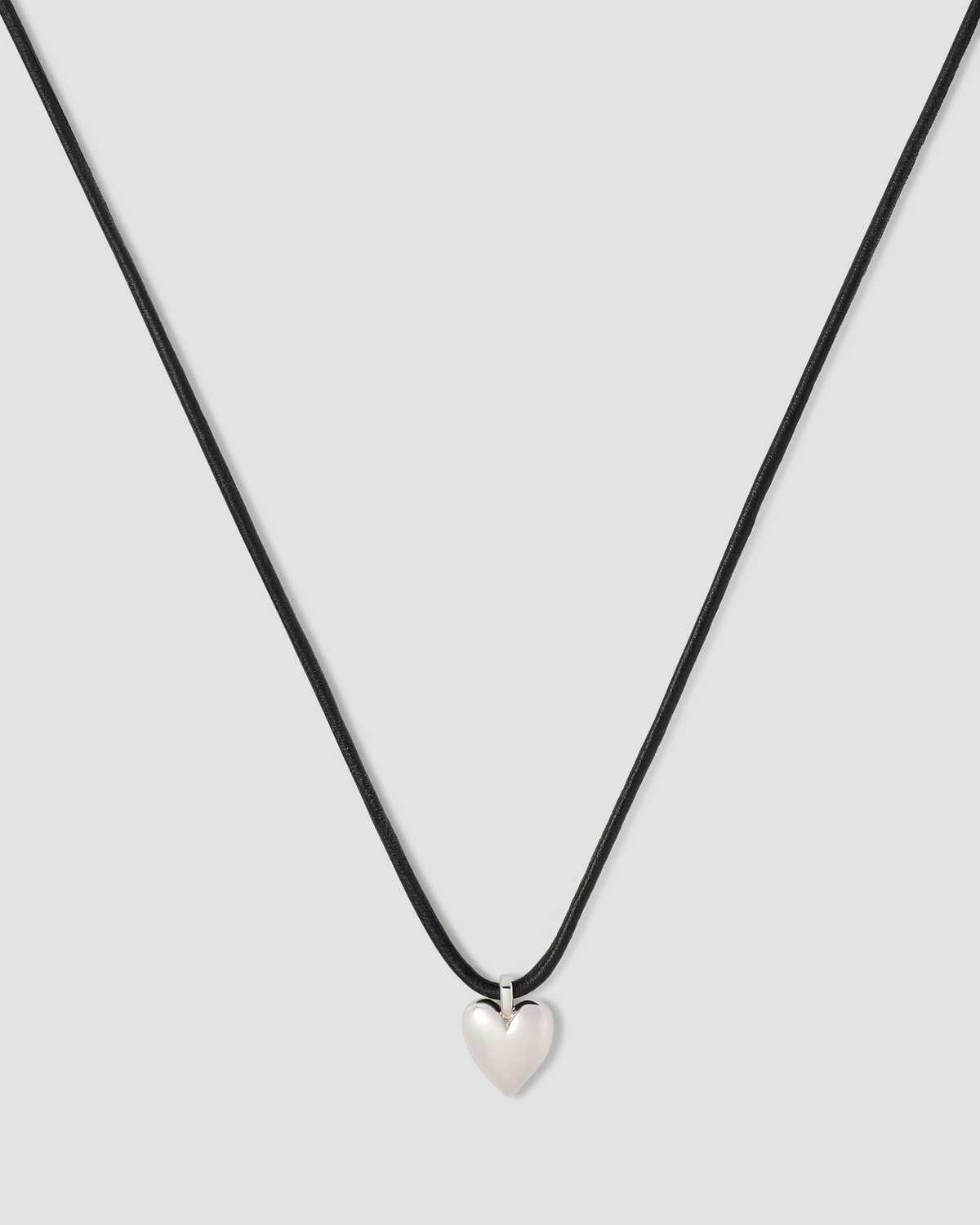 Small Puffy Heart Leather Cord Necklace gold necklace - worn look | fine necklaces