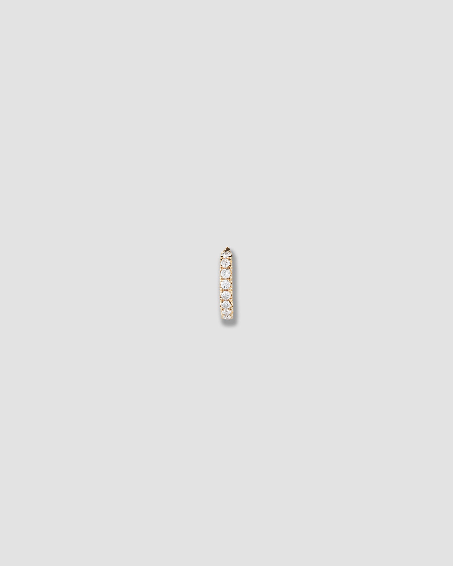 Single Round Pin Huggie with Pave White Diamonds in 14K Yellow Gold
