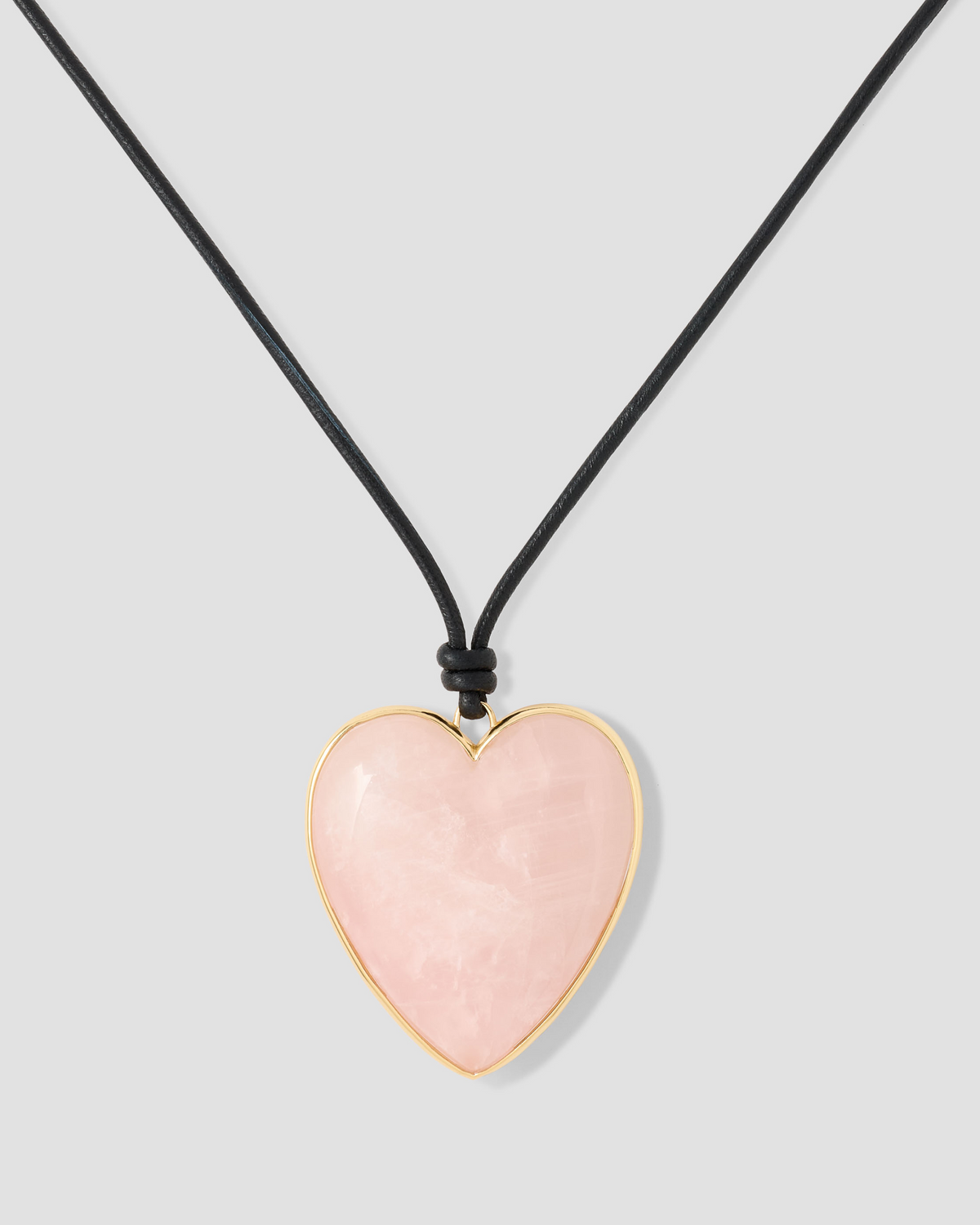 Semi-Precious Heart Leather Cord Necklace necklace - product detail shot | real gold necklace