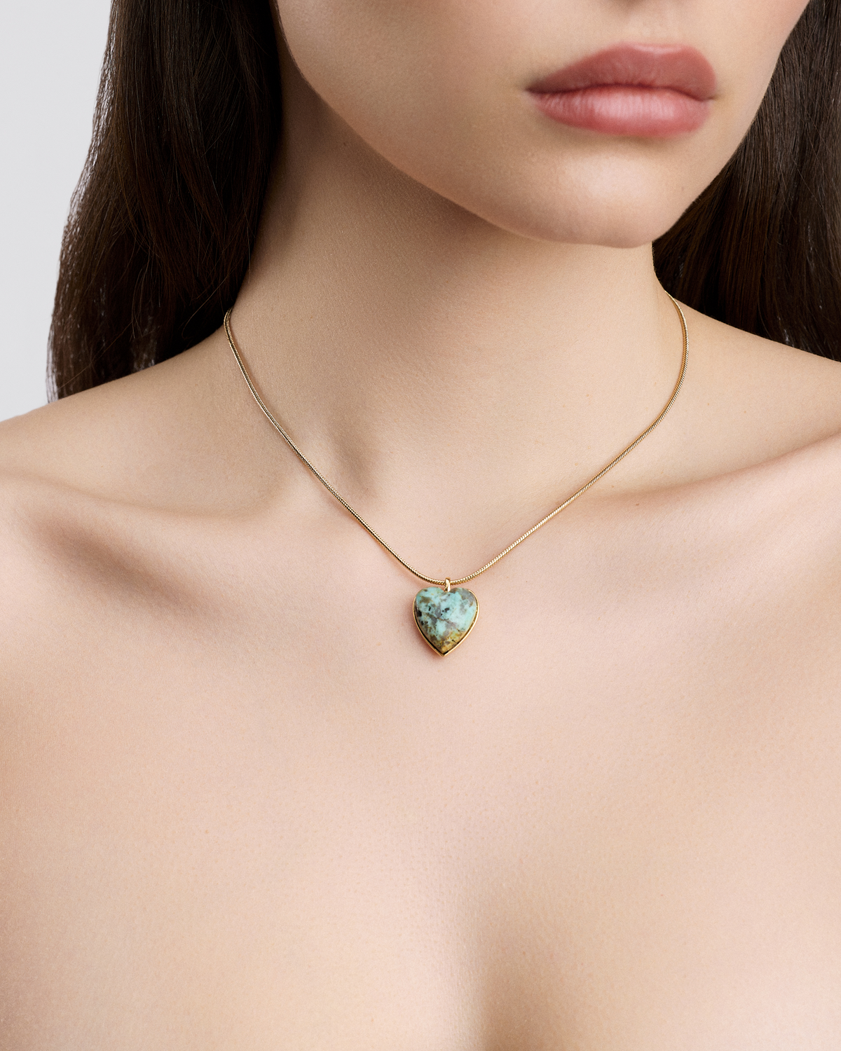 Semi-Precious Small Heart Chain Necklace gold necklace - product detail shot | womens necklaces