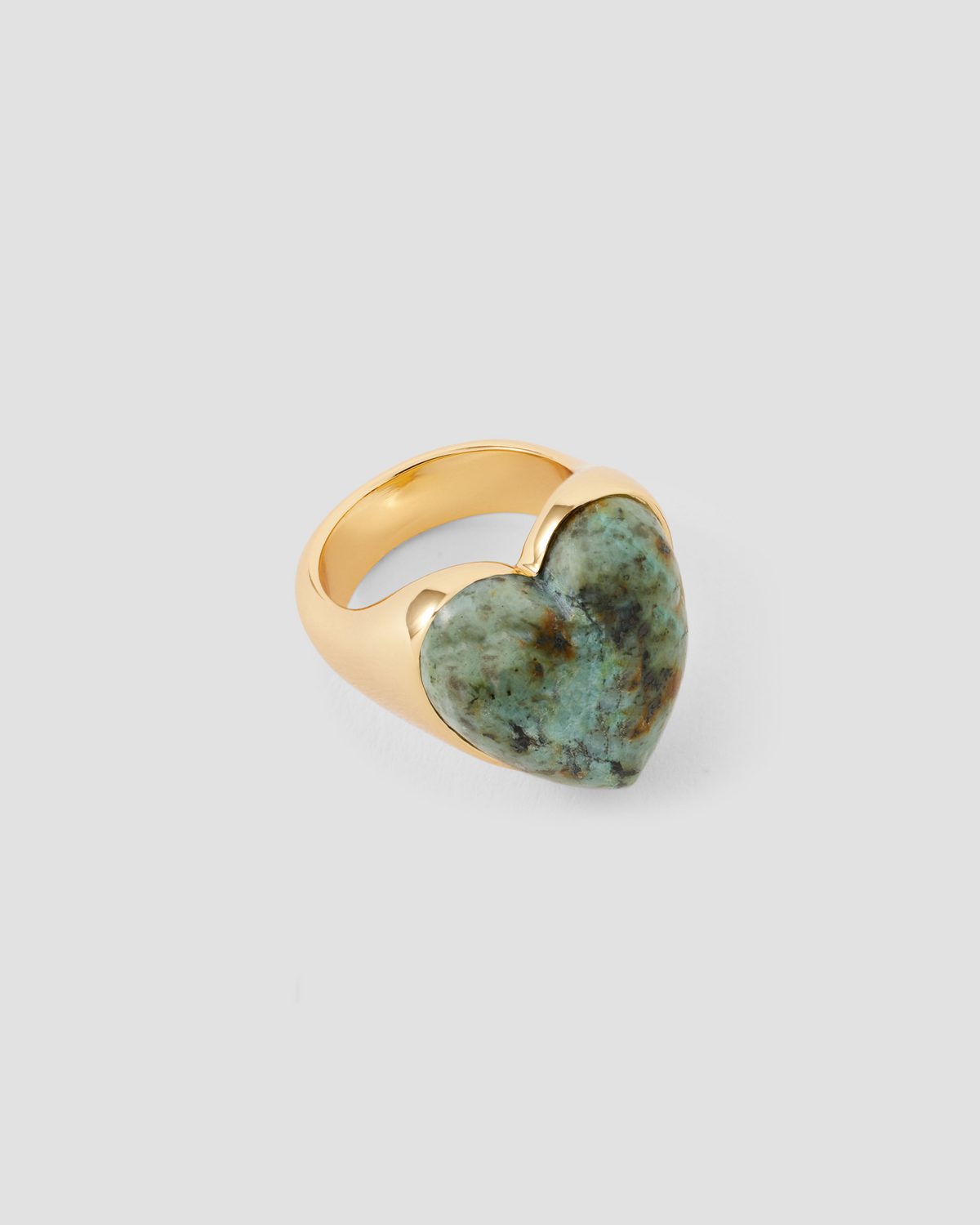 Semi-Precious Heart Pinky Ring ring - alternate angle | 14k gold rings