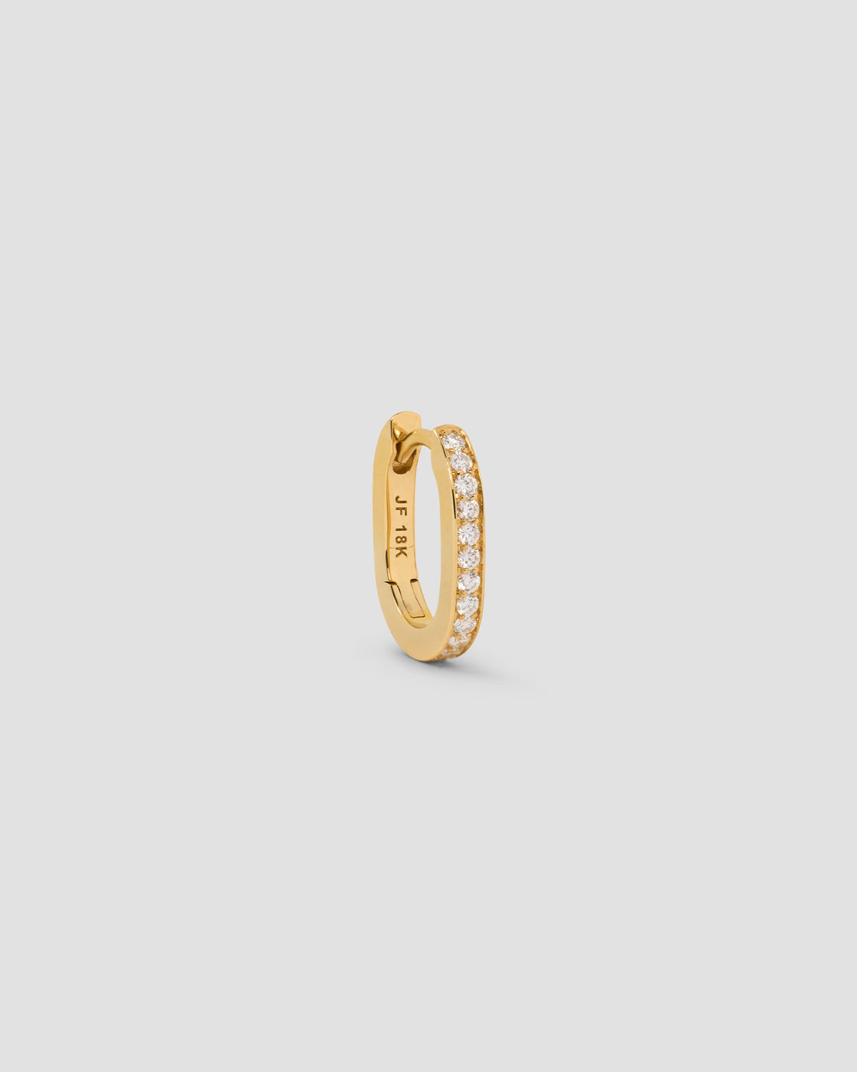 18k Link Huggie with Pavé Diamonds 18K gold earring - styled on model | diamond huggie earrings