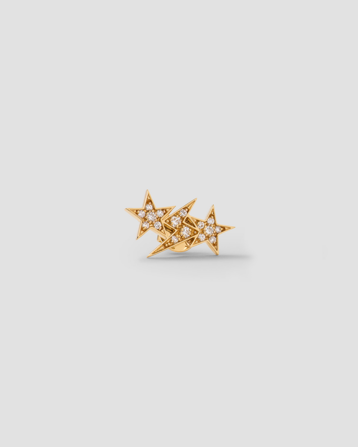 Star and Bolt Trio Pavé Diamond Earring in 18K Yellow Gold earring - styled on model | diamond earrings for women